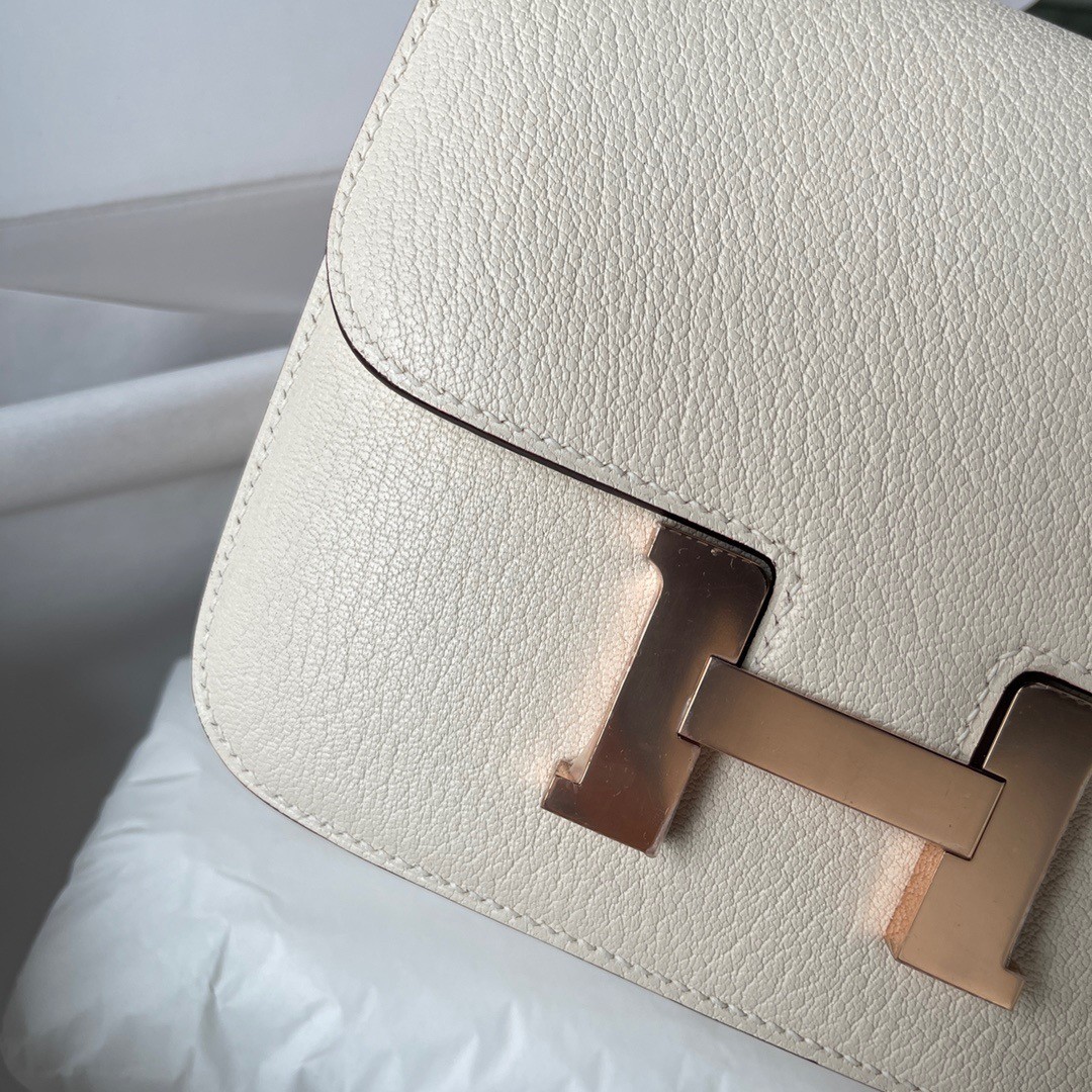 H**mes constance 18 handmade bag in nata chevre mysore leather