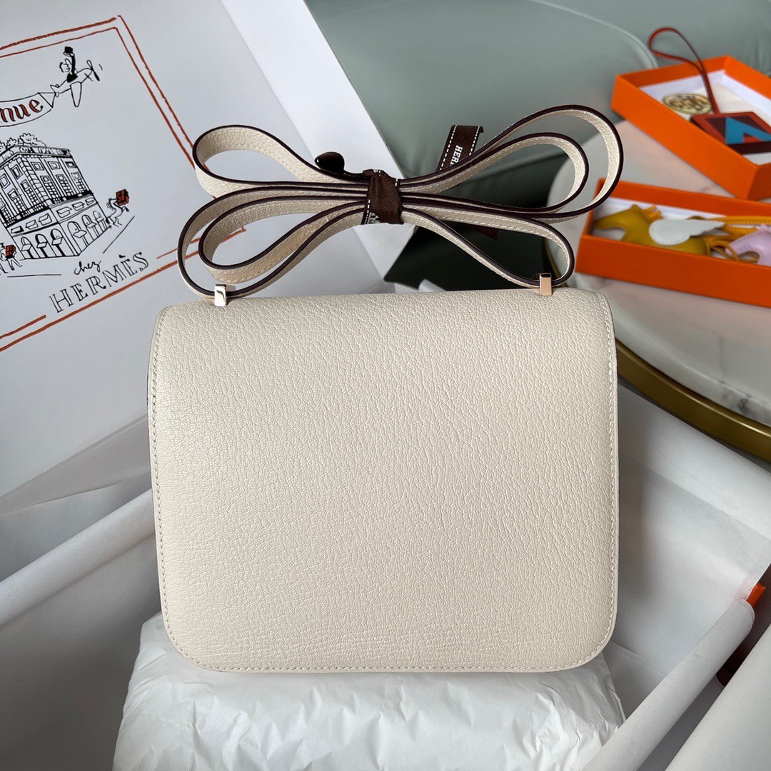 H**mes constance 18 handmade bag in nata chevre mysore leather
