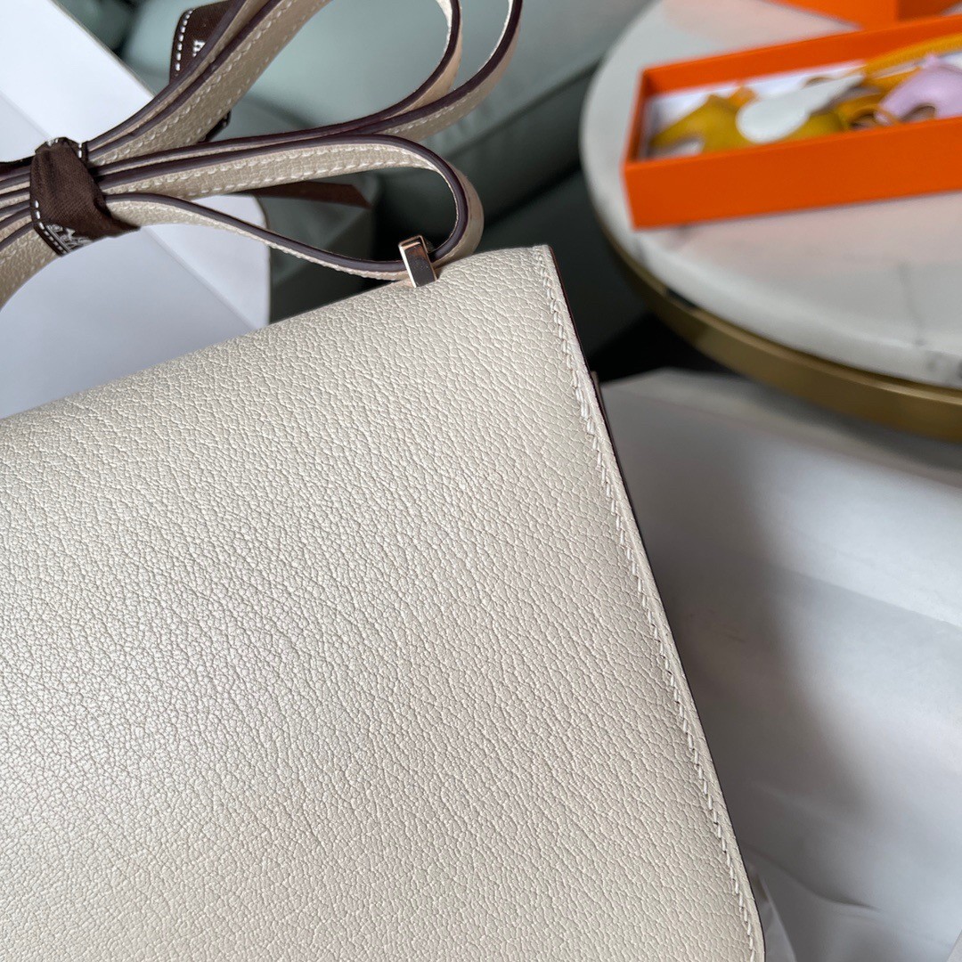 H**mes constance 18 handmade bag in nata chevre mysore leather