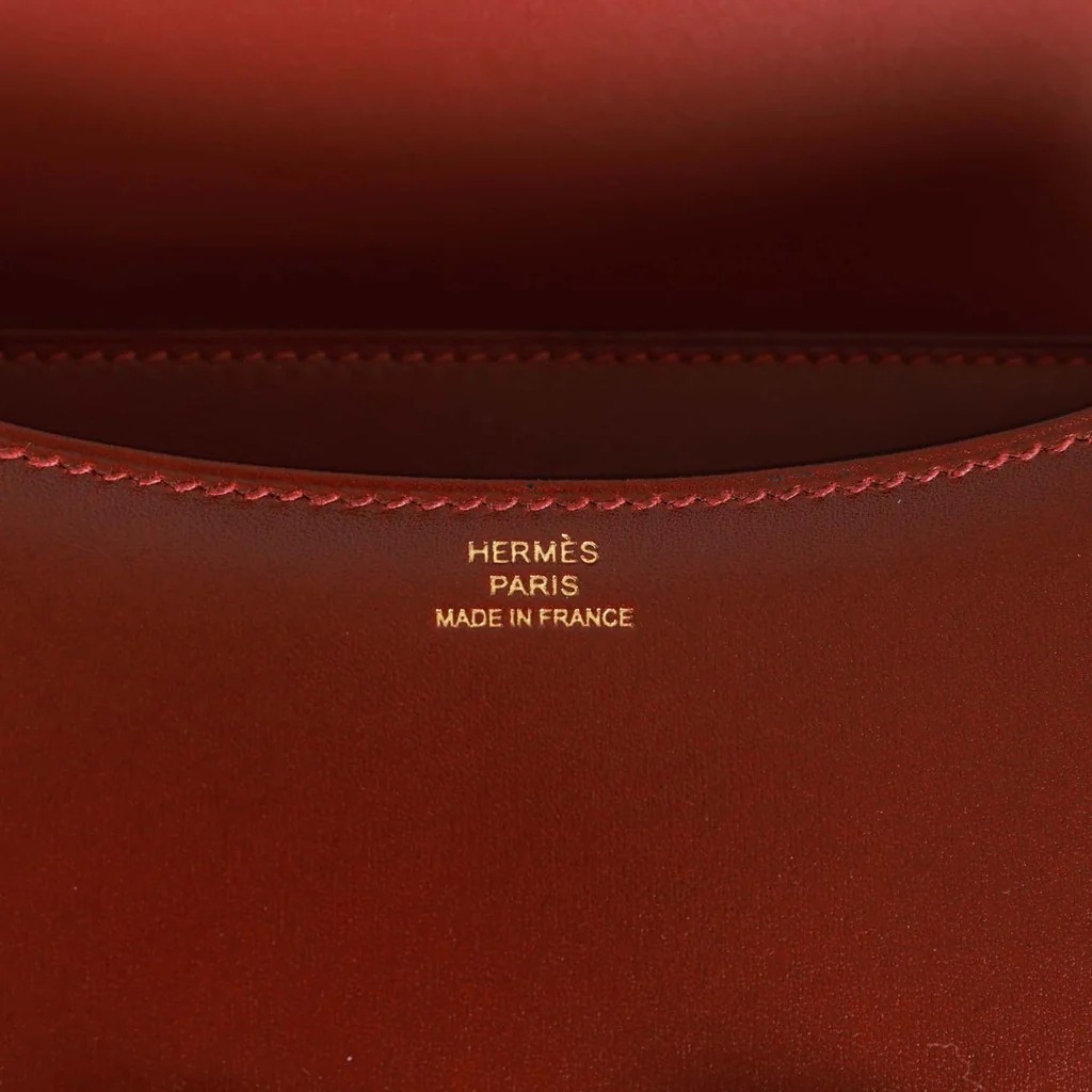 H**mes constance enamel 18 handmade bag in rouge h box calfskin