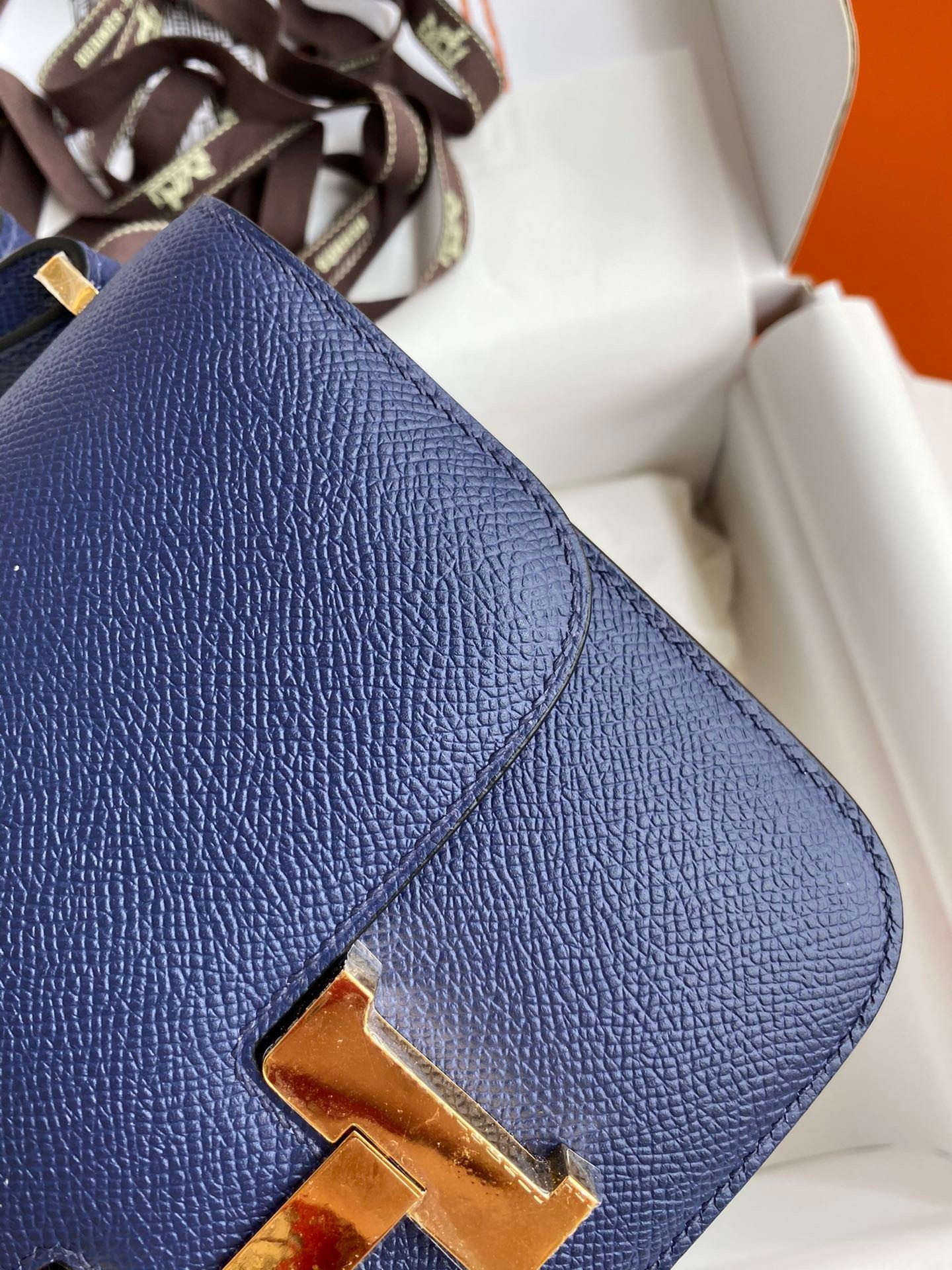 H**mes constance 18 handmade bag in blue saphir epsom calfskin