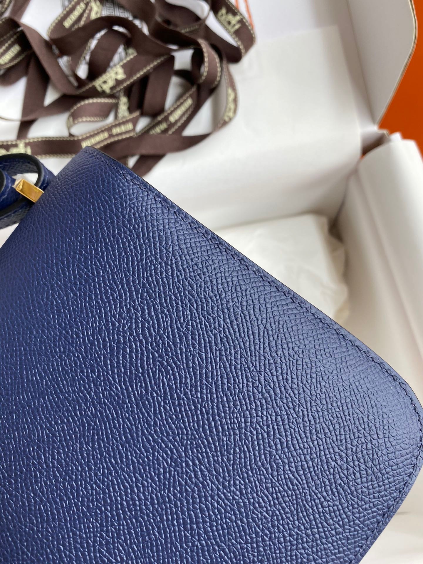 H**mes constance 18 handmade bag in blue saphir epsom calfskin