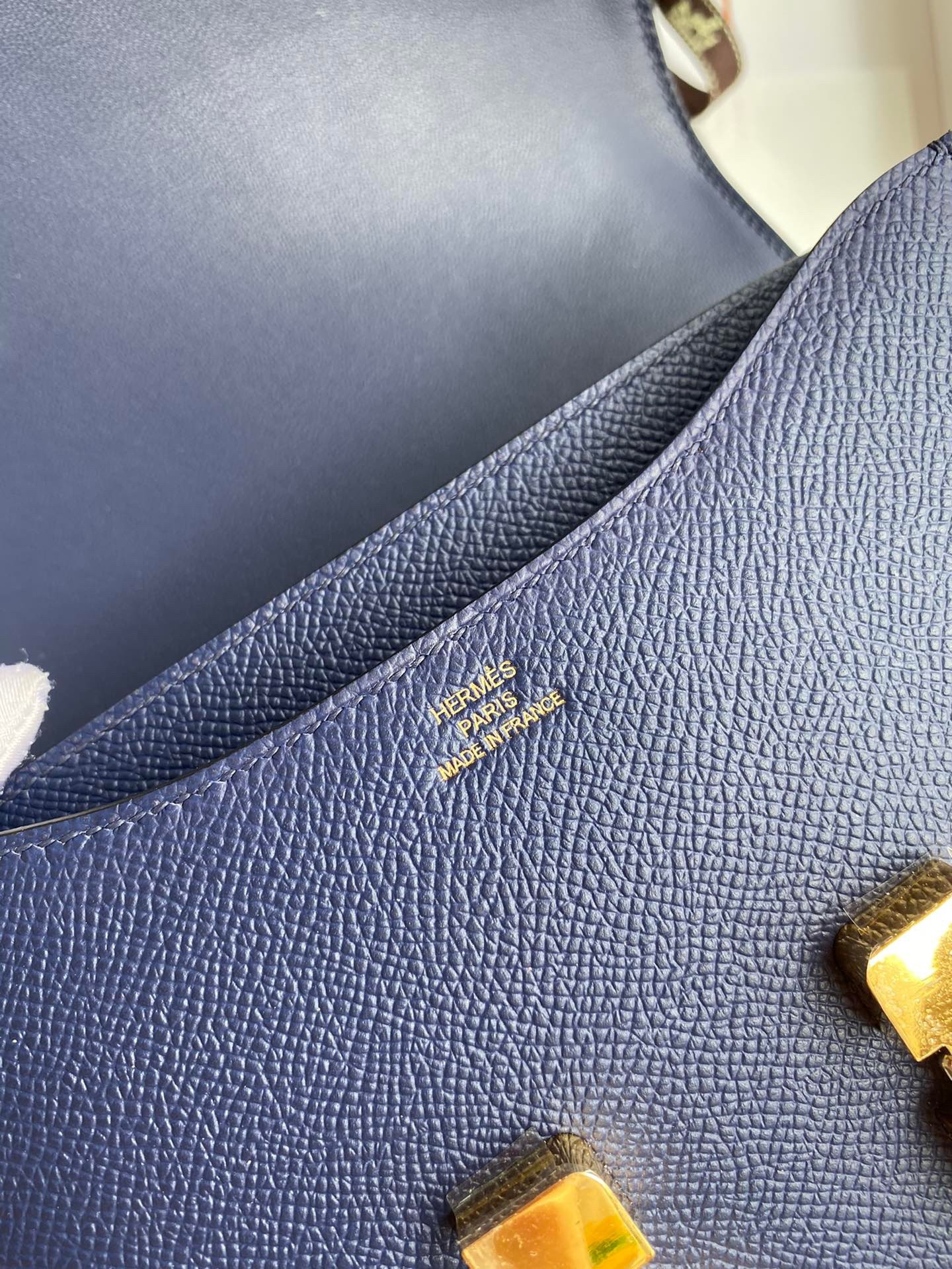H**mes constance 18 handmade bag in blue saphir epsom calfskin