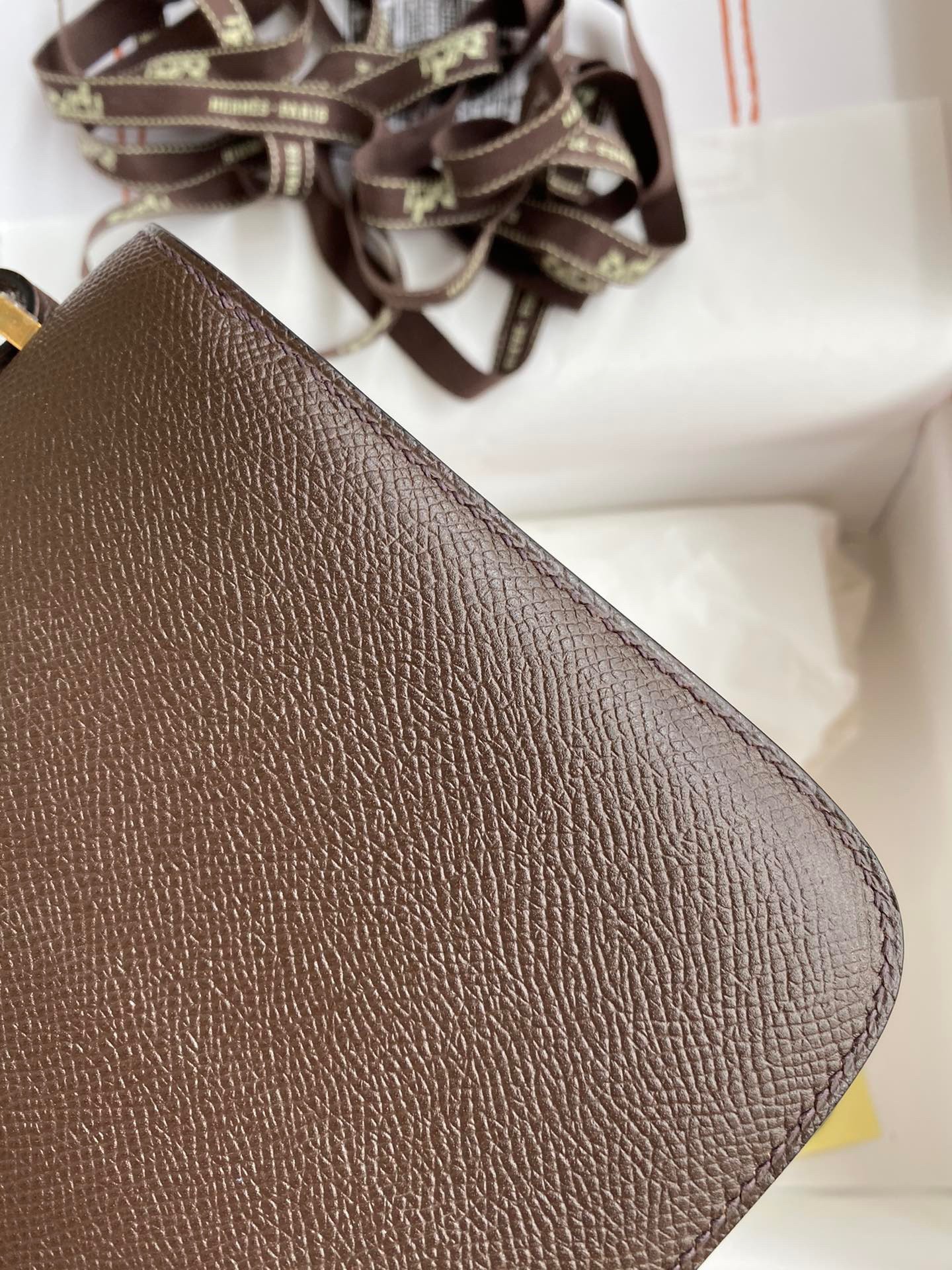 H**mes constance 18 handmade bag in chocolat epsom calfskin