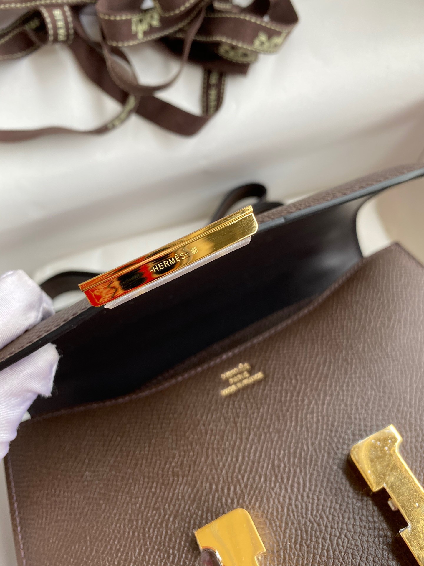 H**mes constance 18 handmade bag in chocolat epsom calfskin