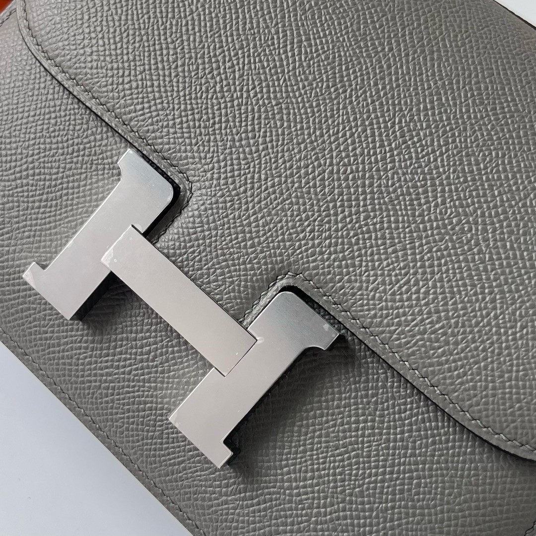 H**mes constance 18 handmade bag in gris meyer epsom calfskin