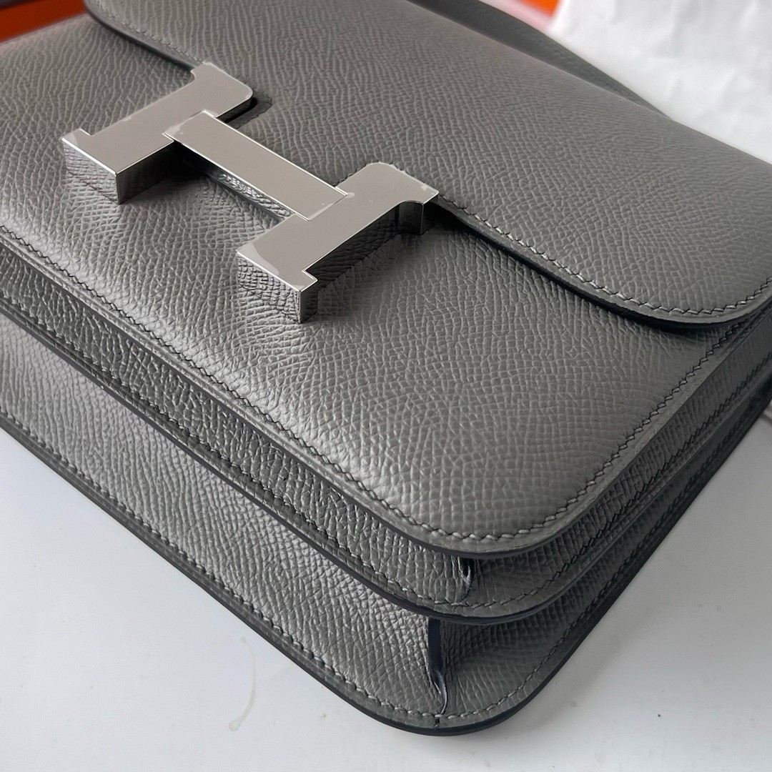 H**mes constance 18 handmade bag in gris meyer epsom calfskin
