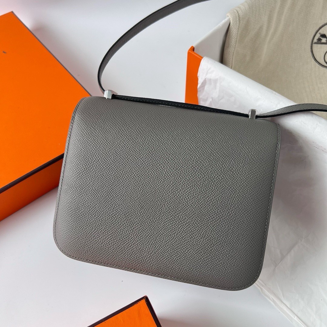 H**mes constance 18 handmade bag in gris meyer epsom calfskin