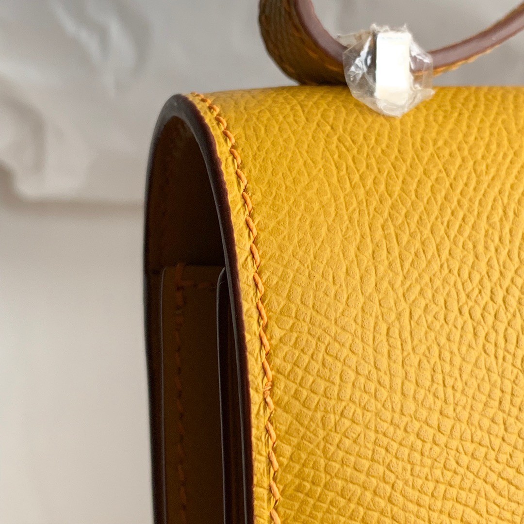 H**mes constance 18 handmade bag in jaune ambre epsom calfskin