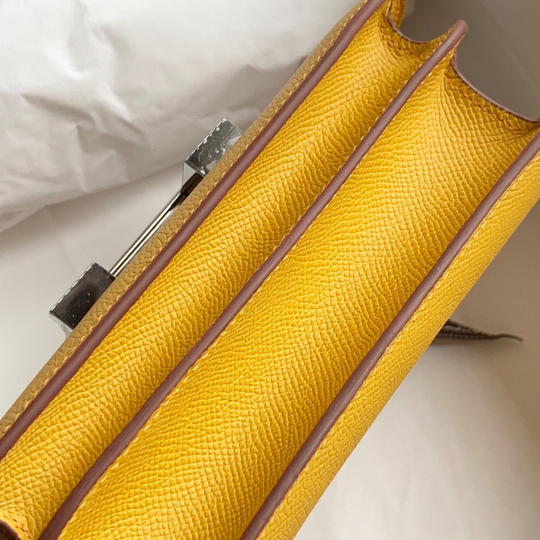 H**mes constance 18 handmade bag in jaune ambre epsom calfskin