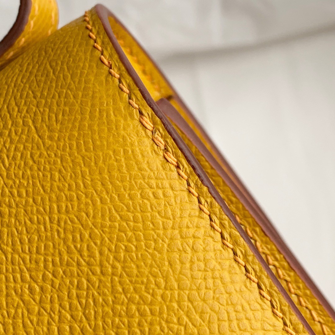 H**mes constance 18 handmade bag in jaune ambre epsom calfskin