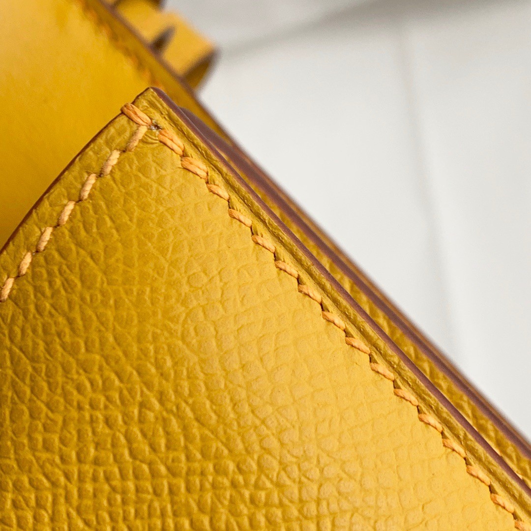 H**mes constance 18 handmade bag in jaune ambre epsom calfskin