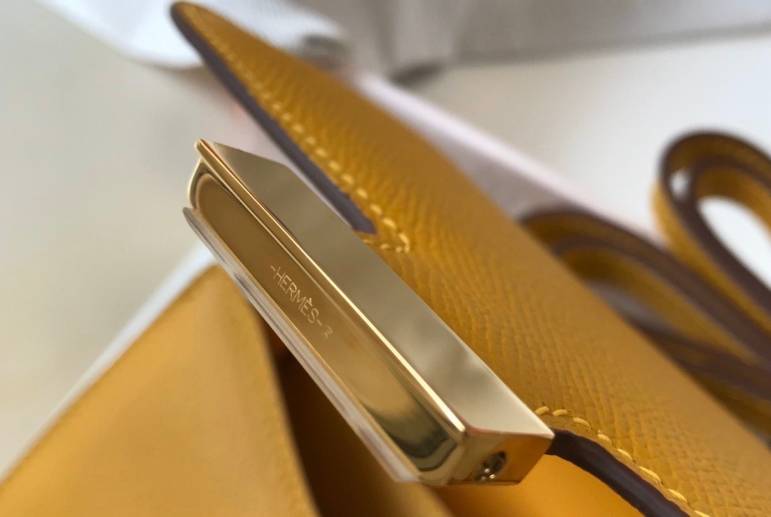 H**mes constance 18 handmade bag in jaune ambre epsom calfskin