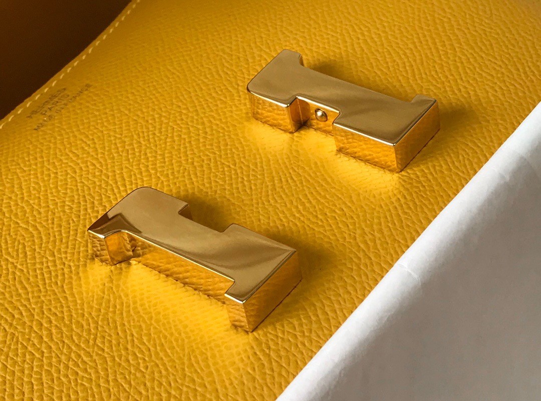 H**mes constance 18 handmade bag in jaune ambre epsom calfskin