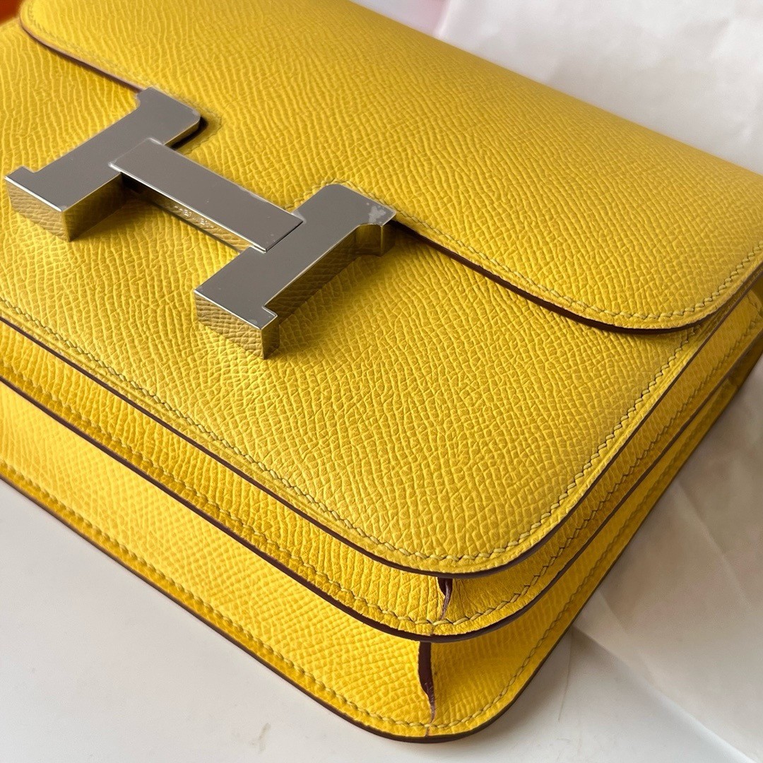 H**mes constance 18 handmade bag in jaune de naples epsom calfskin