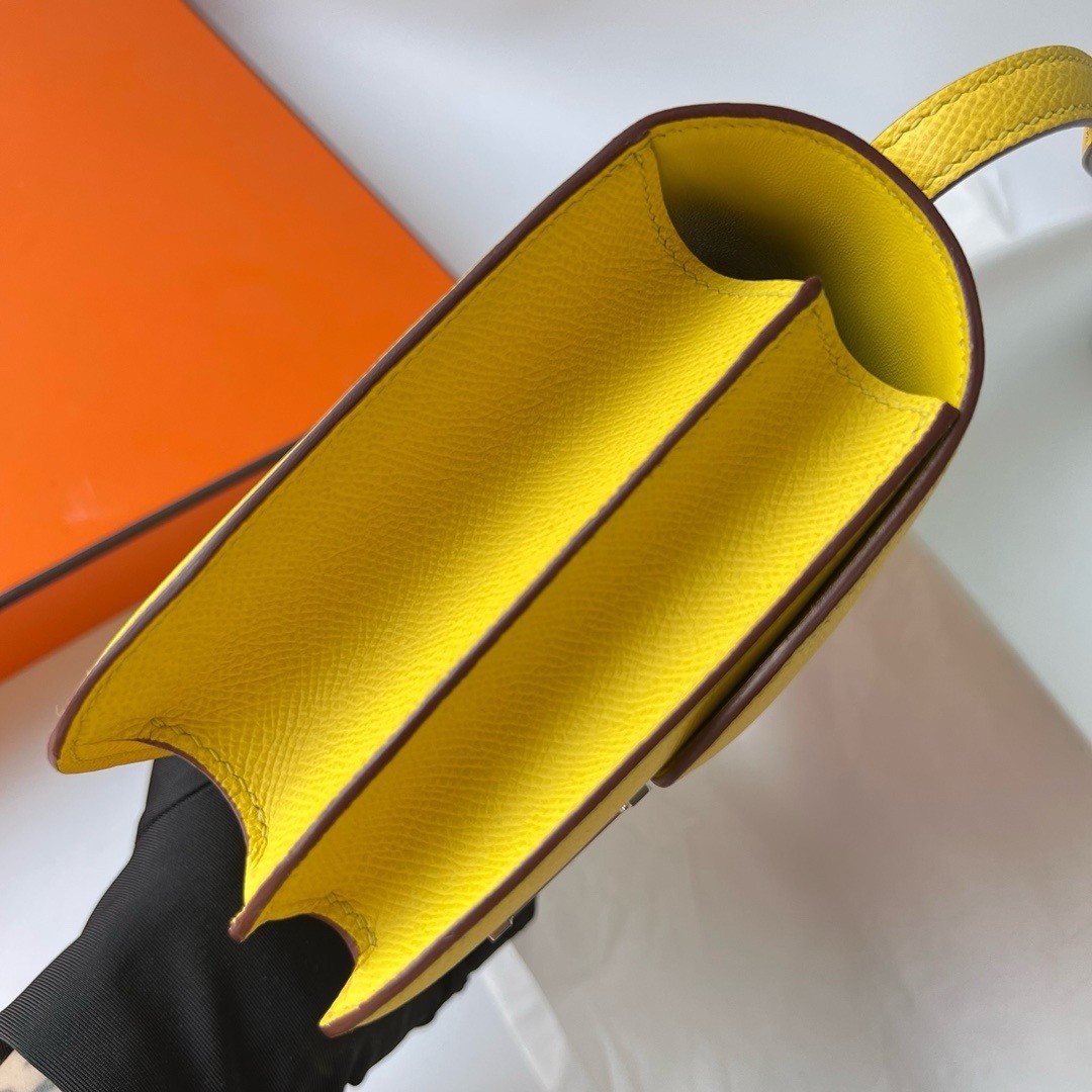H**mes constance 18 handmade bag in jaune de naples epsom calfskin