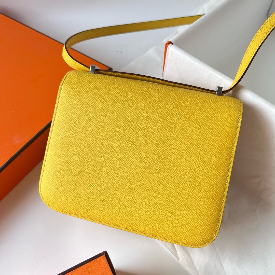 H**mes constance 18 handmade bag in jaune de naples epsom calfskin