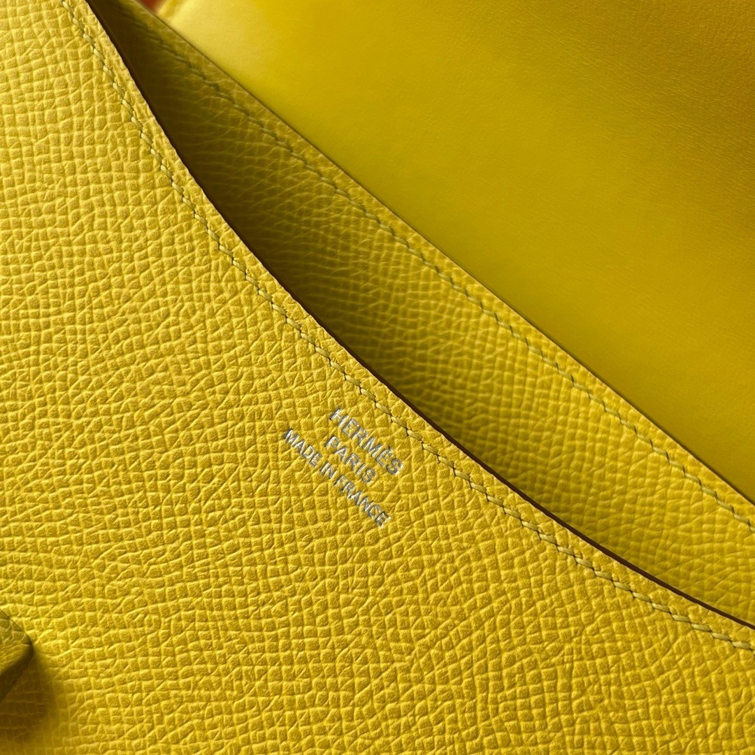 H**mes constance 18 handmade bag in jaune de naples epsom calfskin