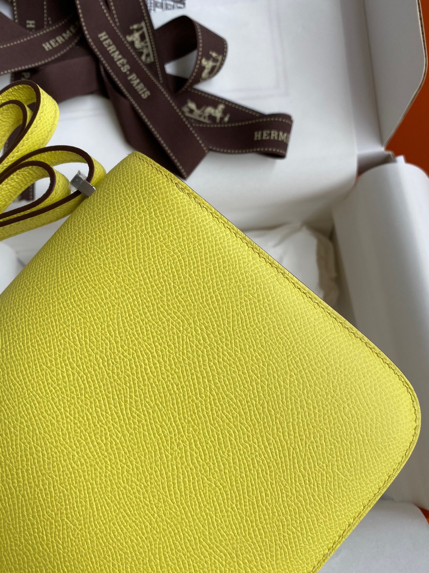 H**mes constance 18 handmade bag in lime epsom calfskin