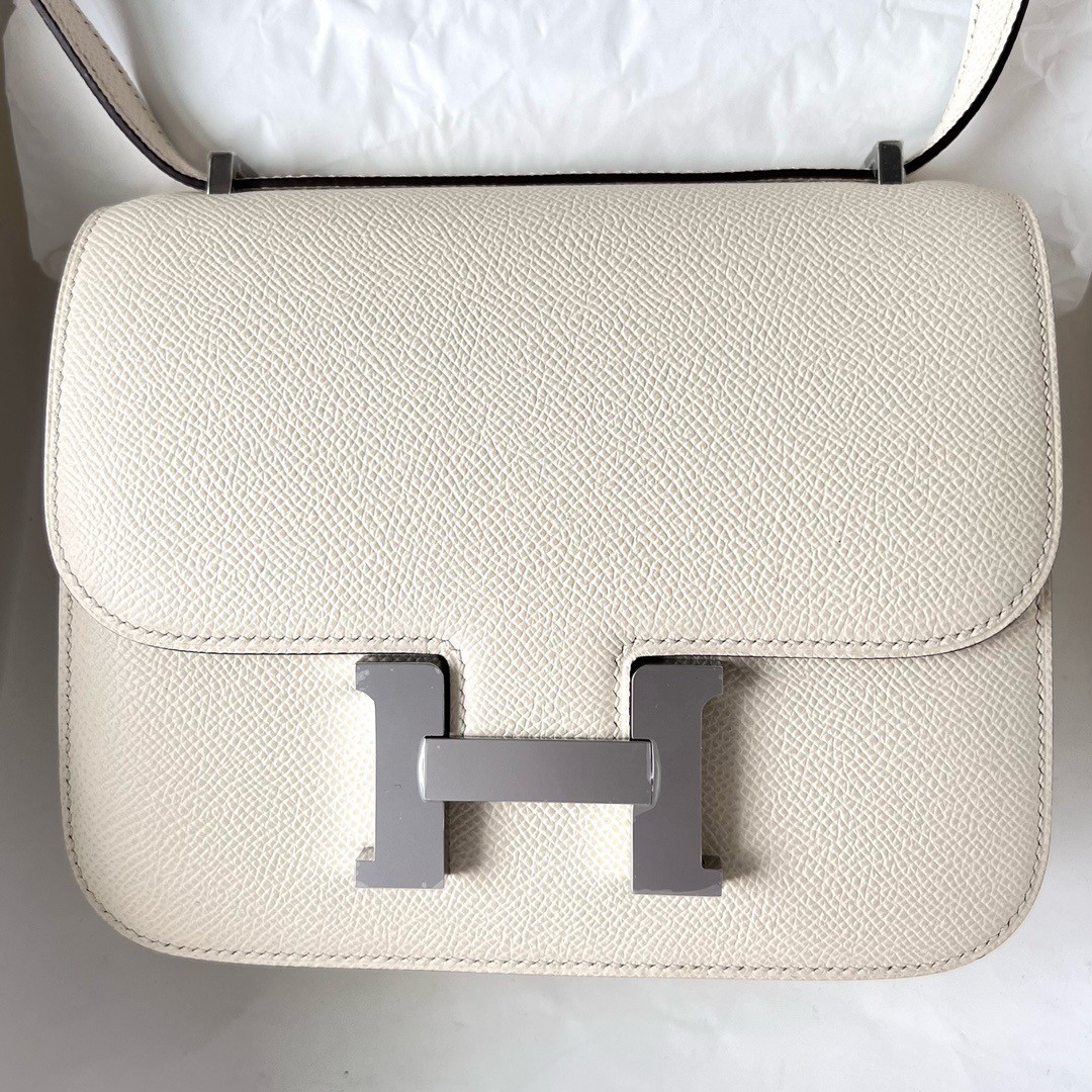 H**mes constance 18 handmade bag in nata epsom calfskin