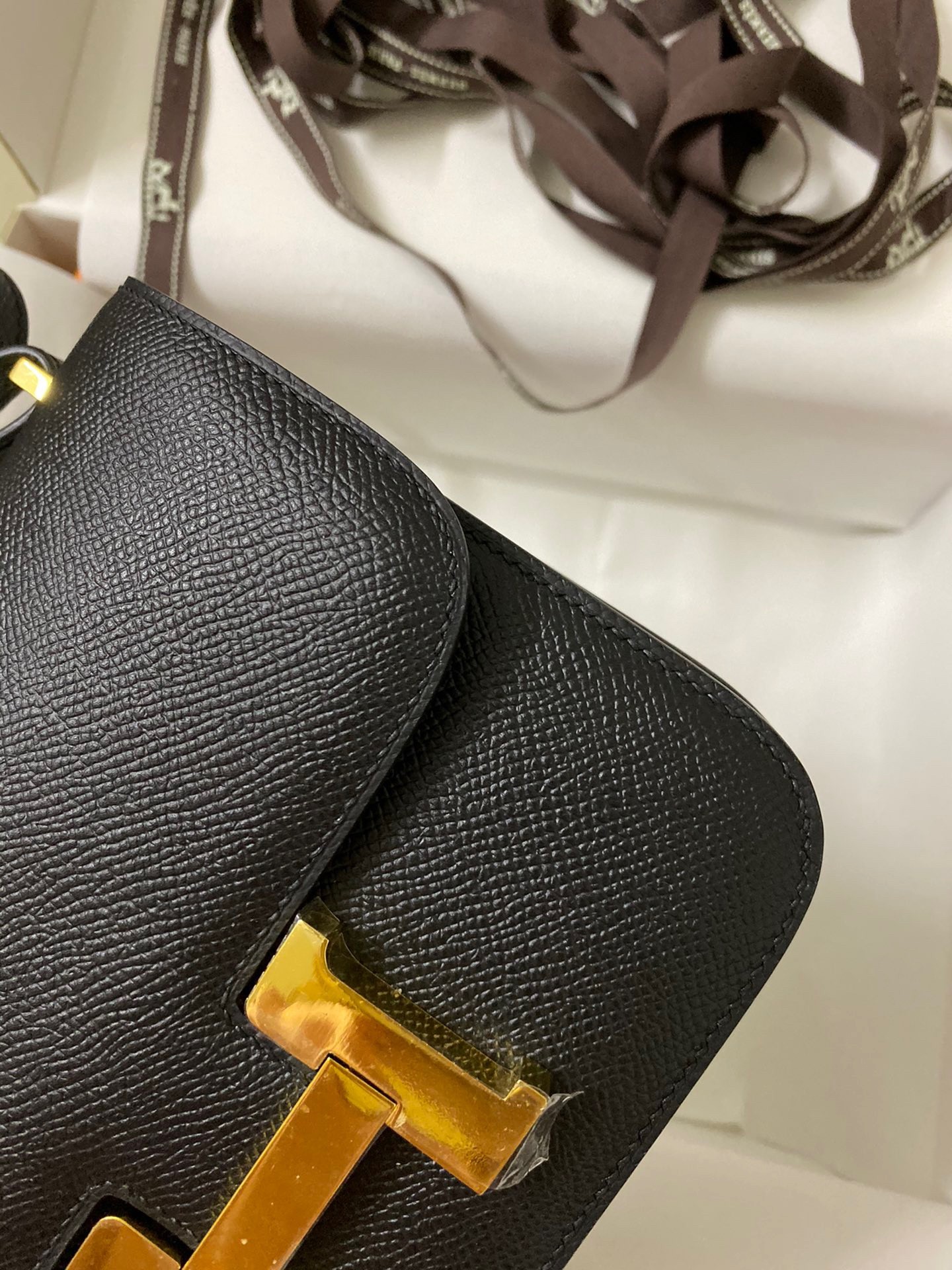 H**mes constance 18 handmade bag in black epsom calfskin