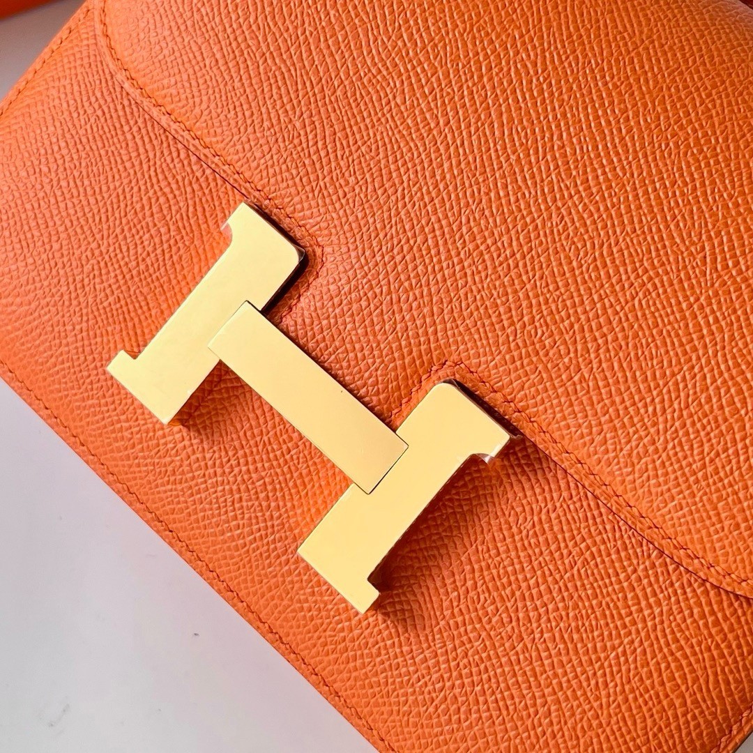 H**mes constance 18 handmade bag in orange epsom calfskin