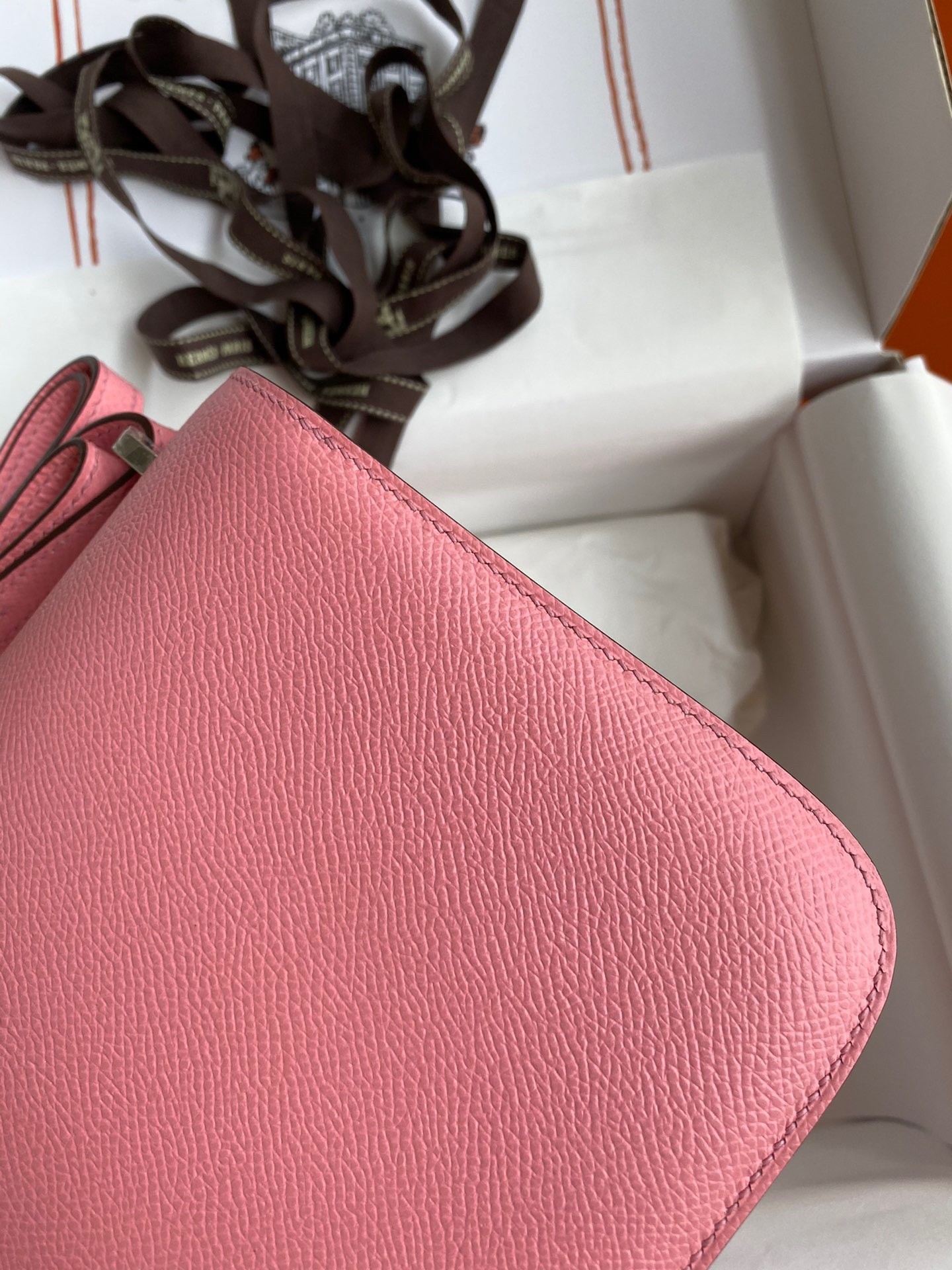 H**mes constance 18 handmade bag in rose confetti epsom calfskin