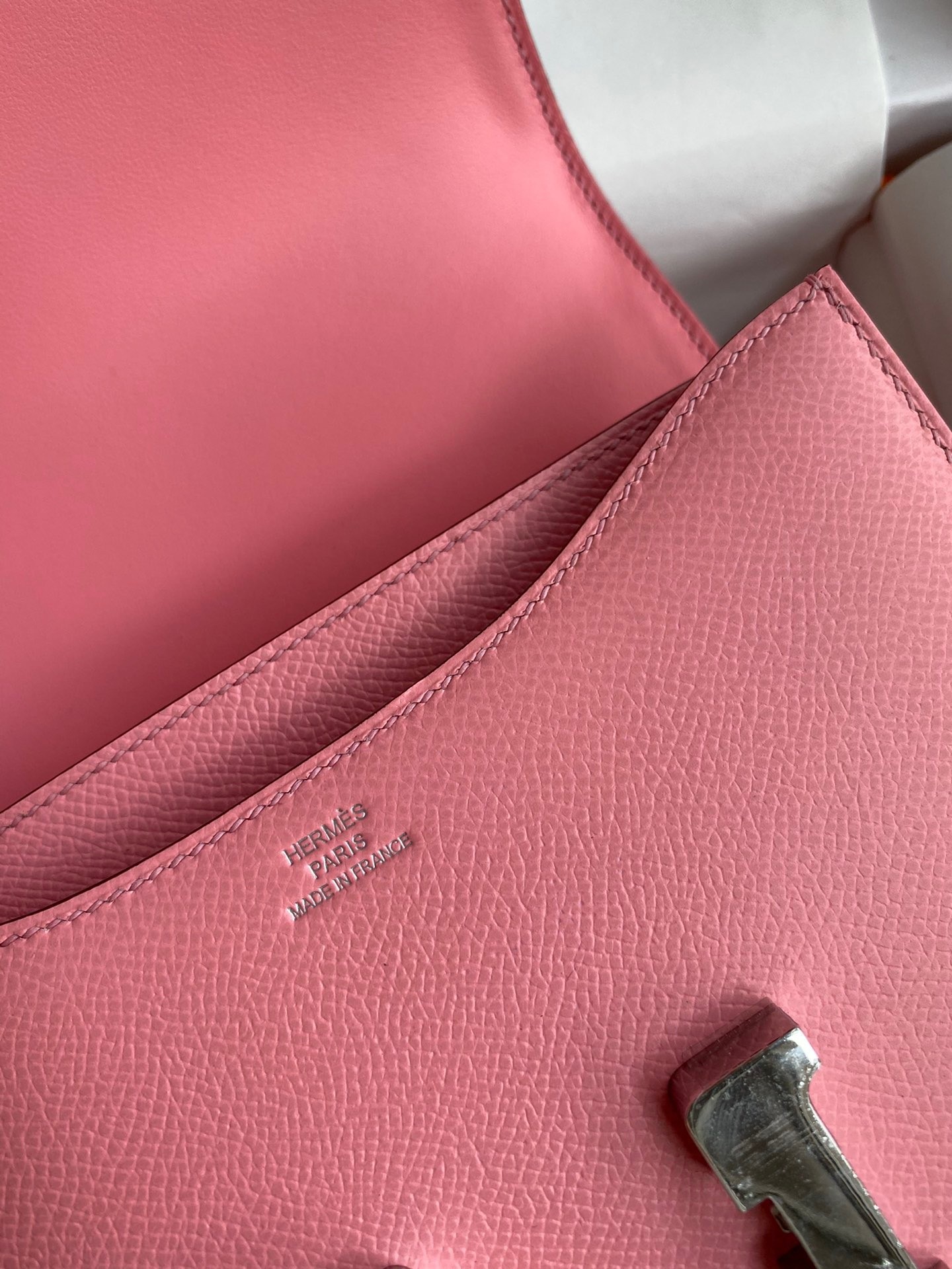 H**mes constance 18 handmade bag in rose confetti epsom calfskin