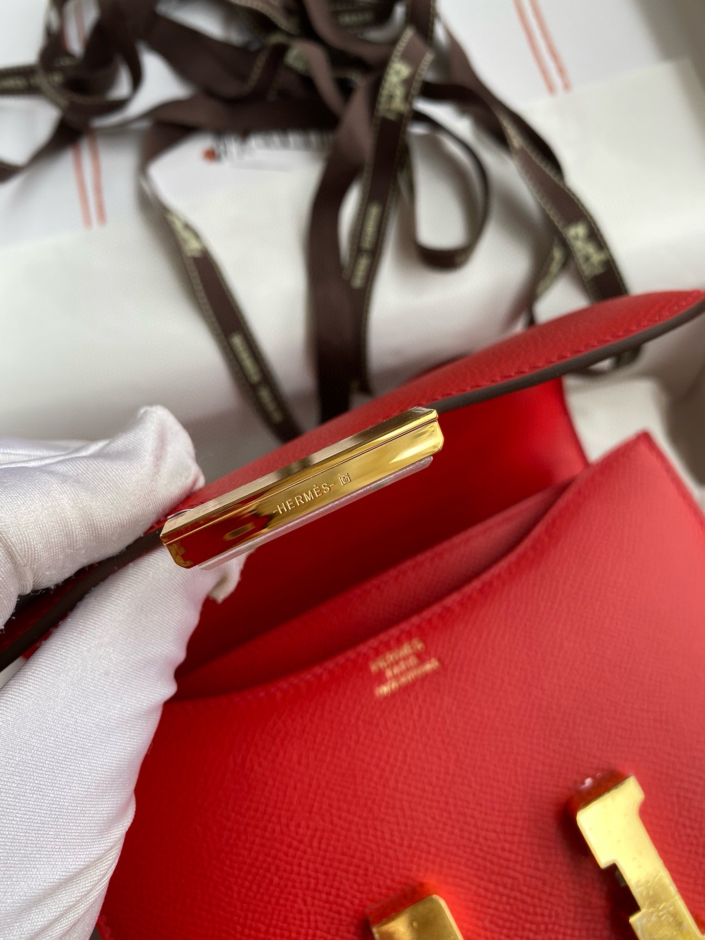 H**mes constance 18 handmade bag in rouge coeur epsom calfski