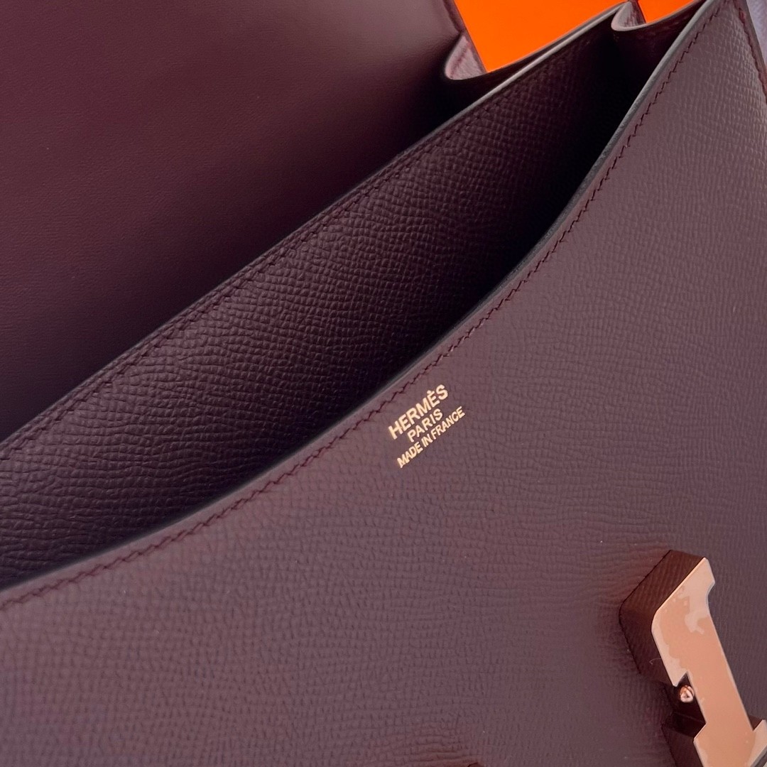 H**mes constance 18 handmade bag in rouge sellier epsom calfskin