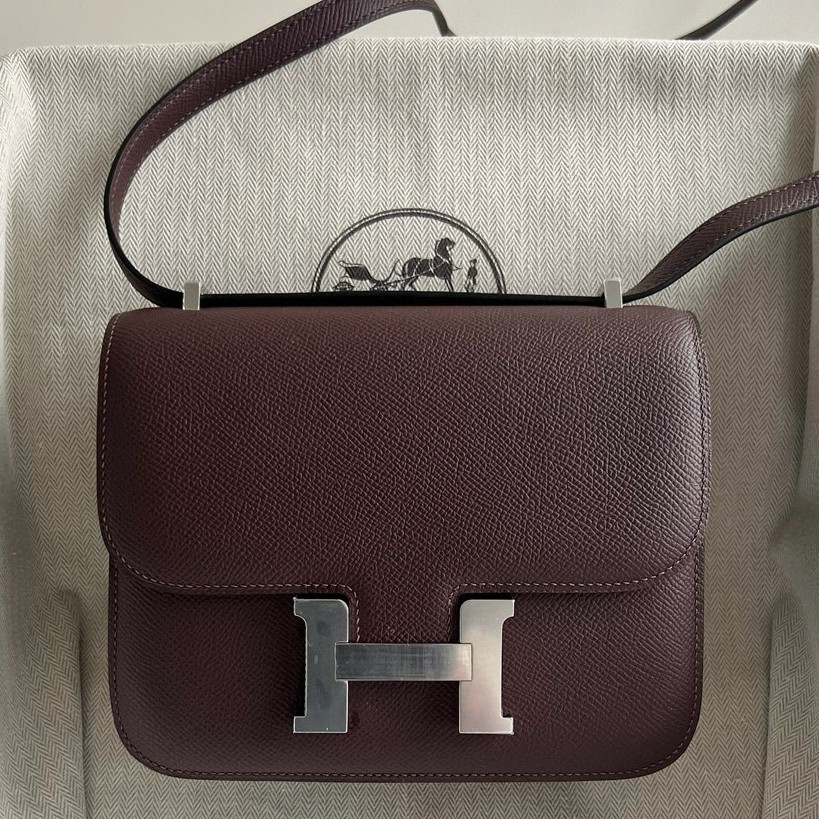 H**mes constance 18 handmade bag in rouge sellier epsom calfskin