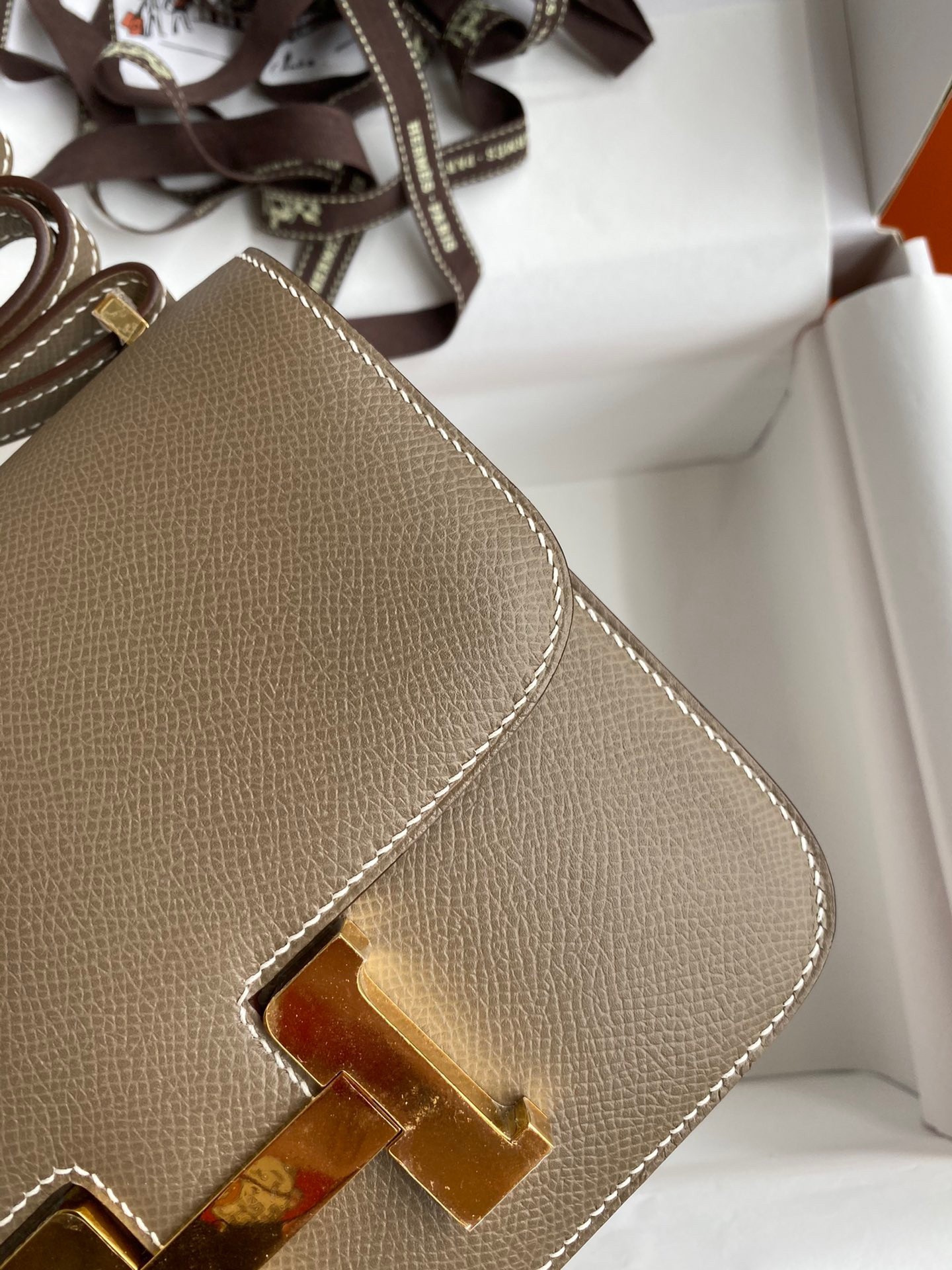 H**mes constance 18 handmade bag in tanpe epsom calfskin
