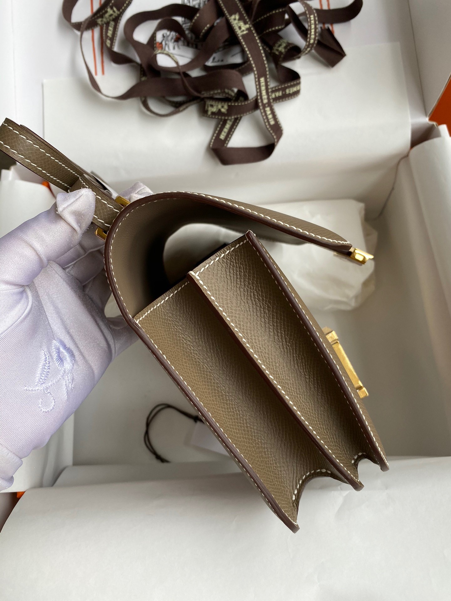 H**mes constance 18 handmade bag in tanpe epsom calfskin
