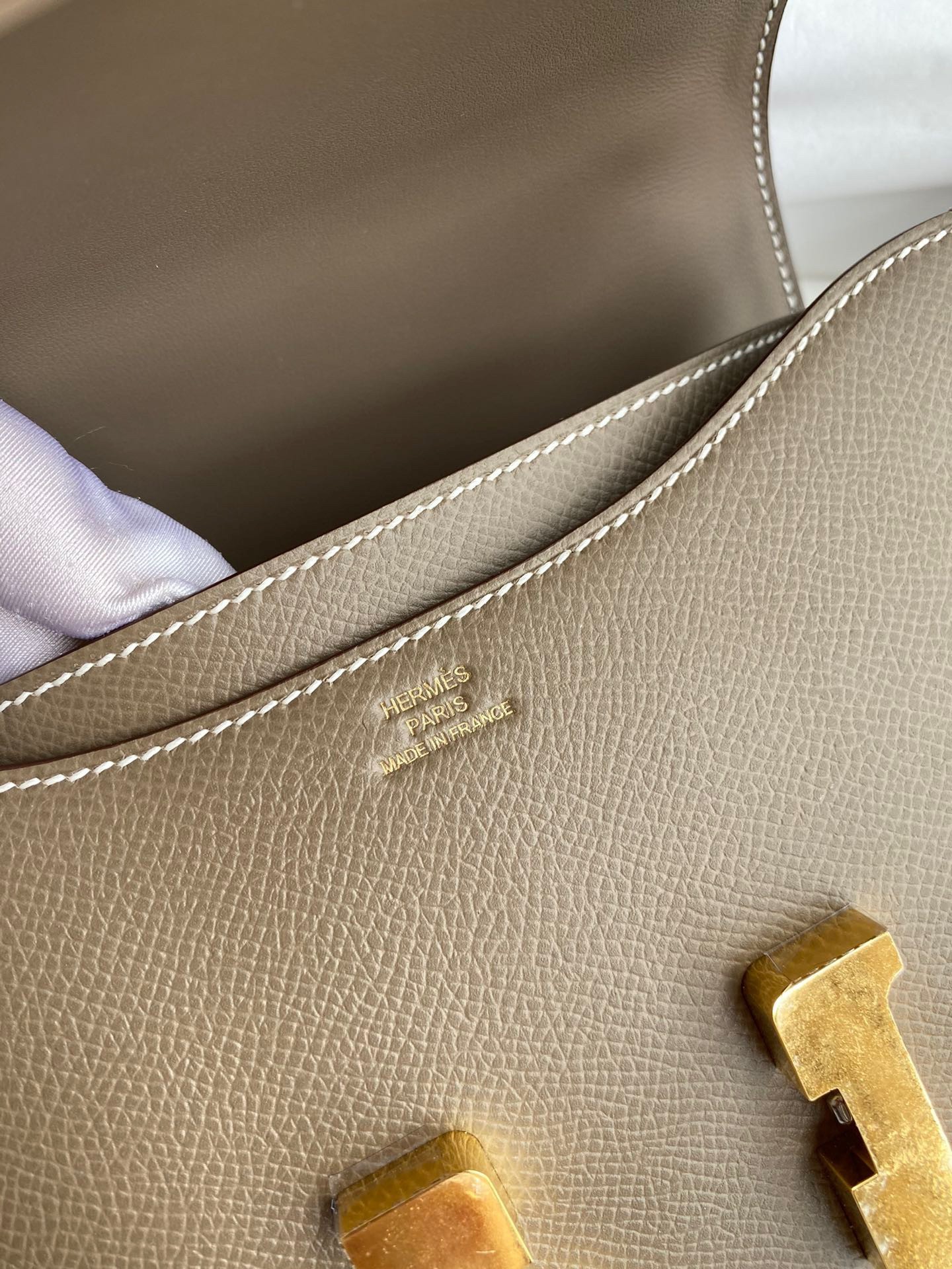 H**mes constance 18 handmade bag in tanpe epsom calfskin