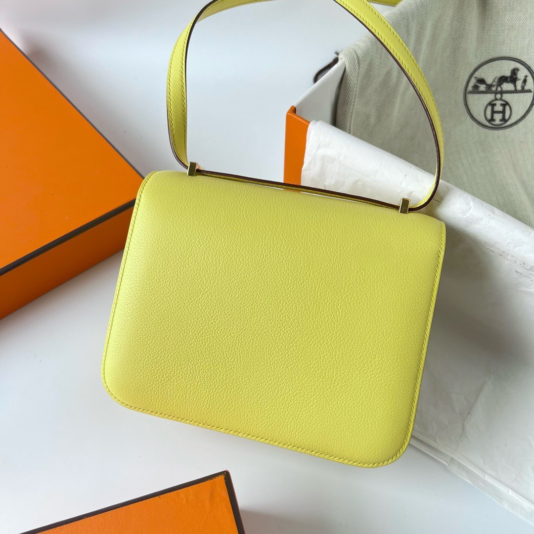 H**mes constance 18 handmade bag in lime evercolor calfskin