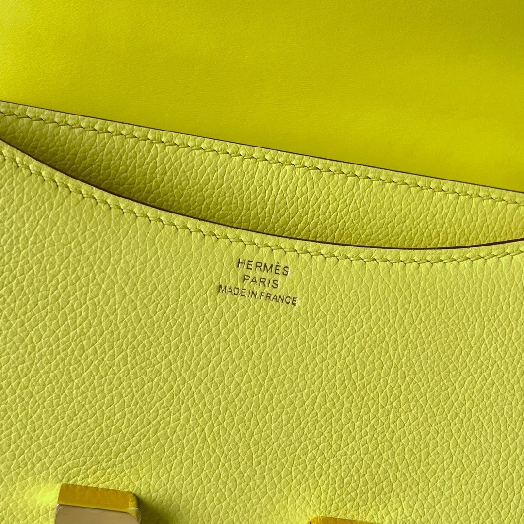 H**mes constance 18 handmade bag in lime evercolor calfskin