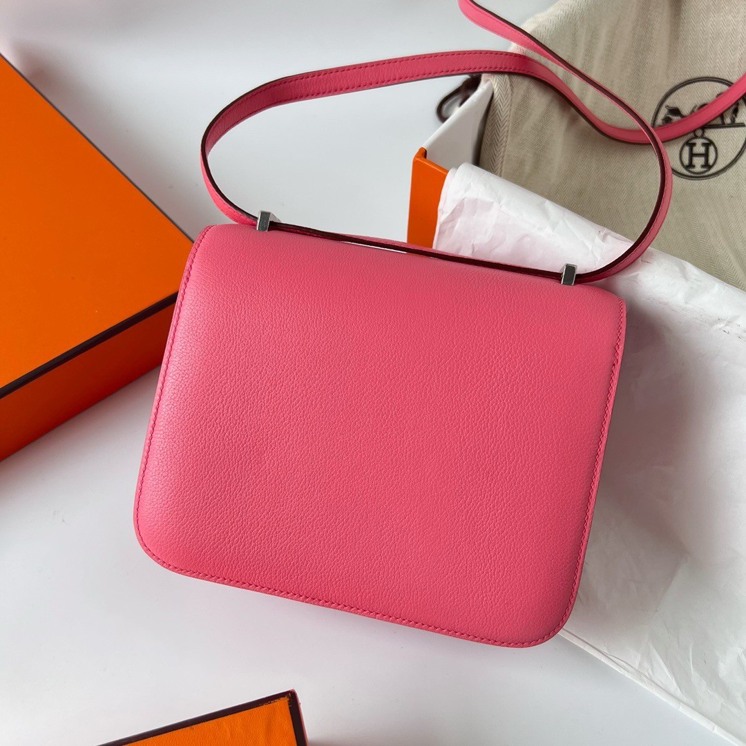 H**mes constance 18 handmade bag in rose lipstick evercolor calfskin