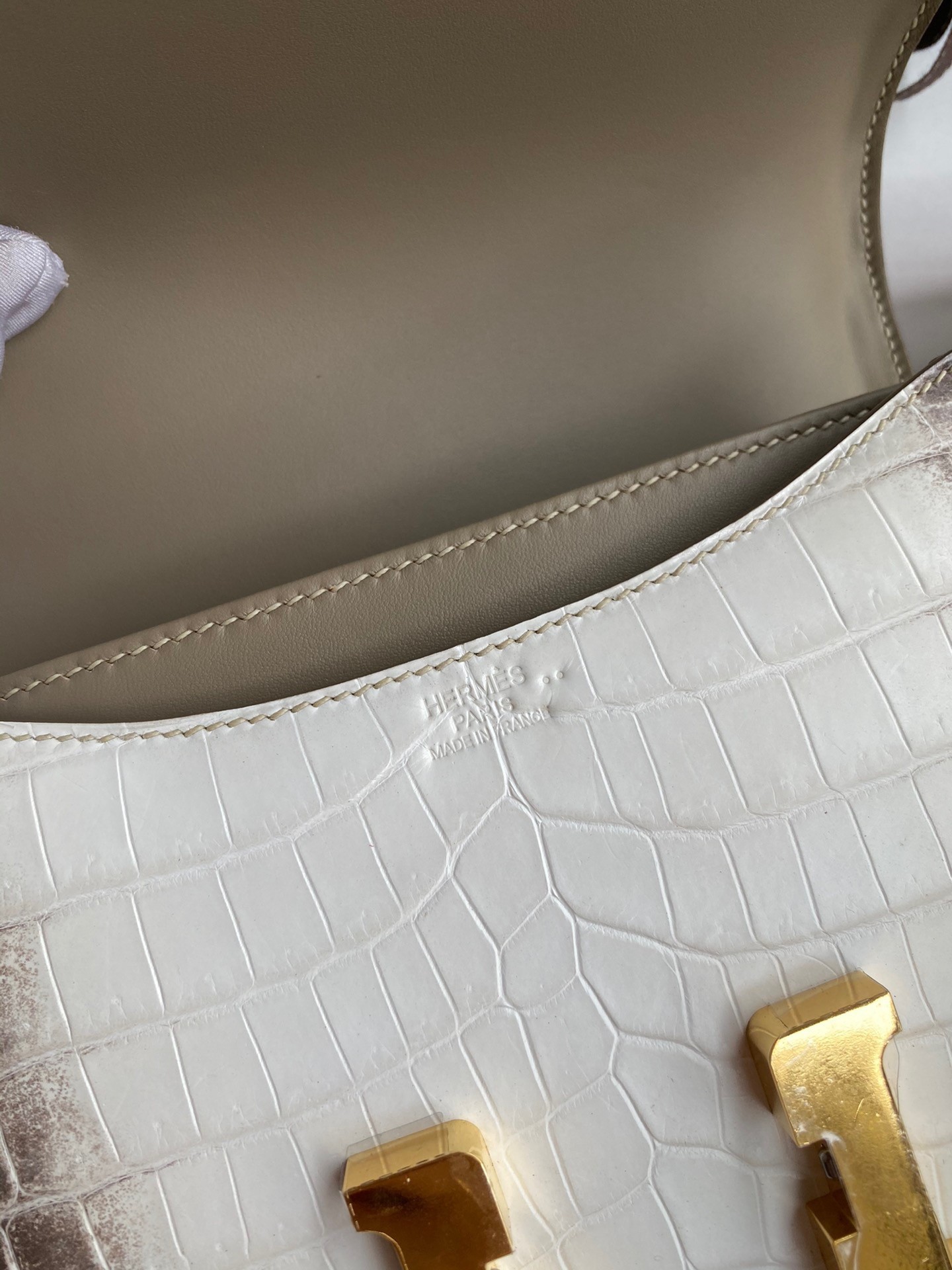 H**mes constance 18 handmade bag in himalaya crocodile niloticus skin