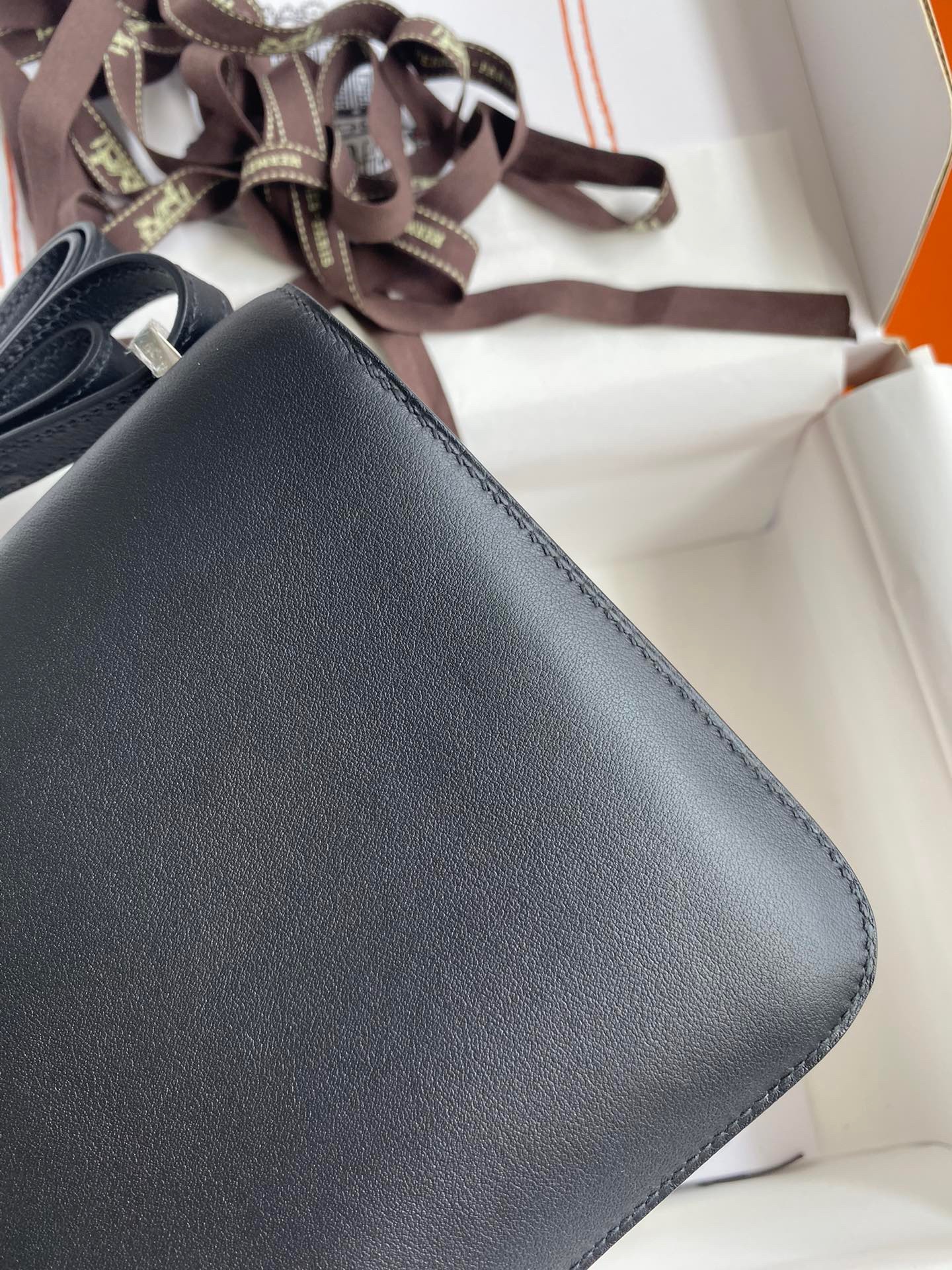 H**mes constance 18 handmade bag in black swift calfskin