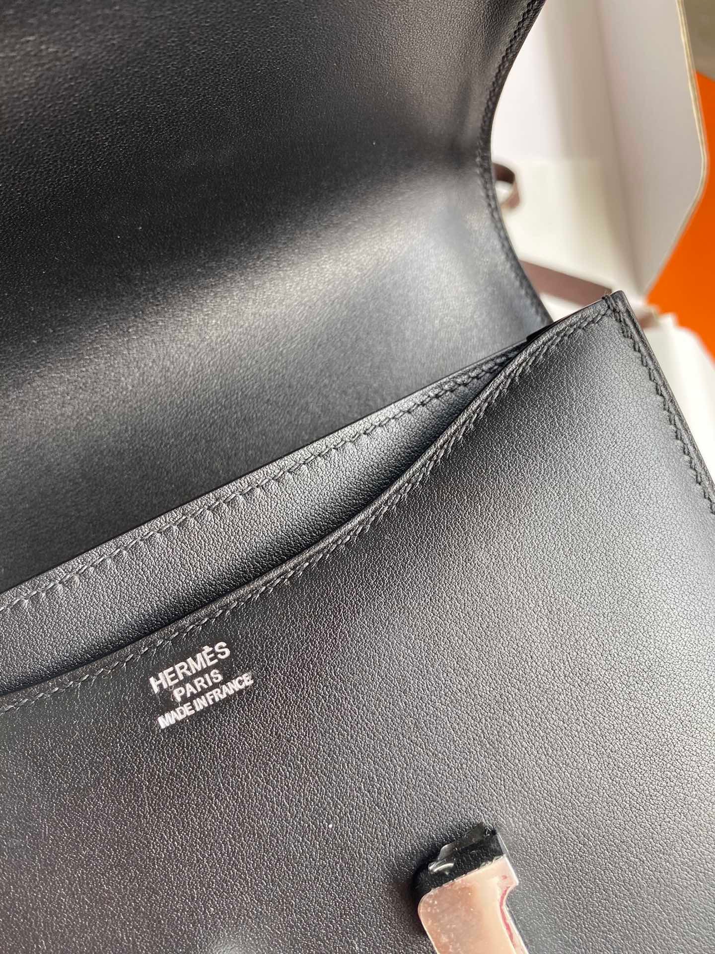 H**mes constance 18 handmade bag in black swift calfskin