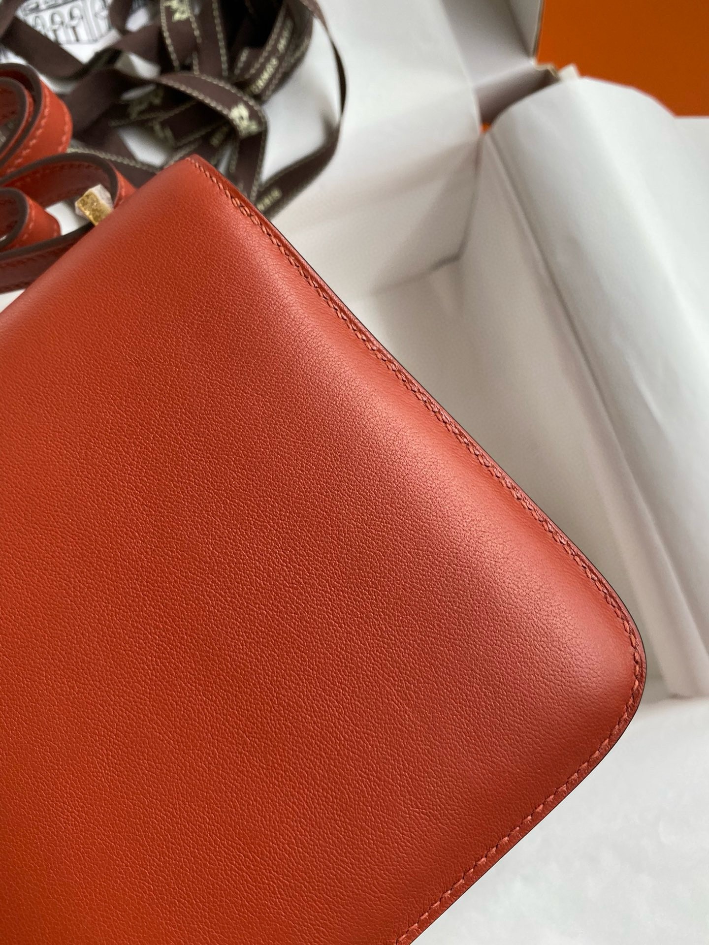 H**mes constance 18 handmade bag in sienna swift calfskin