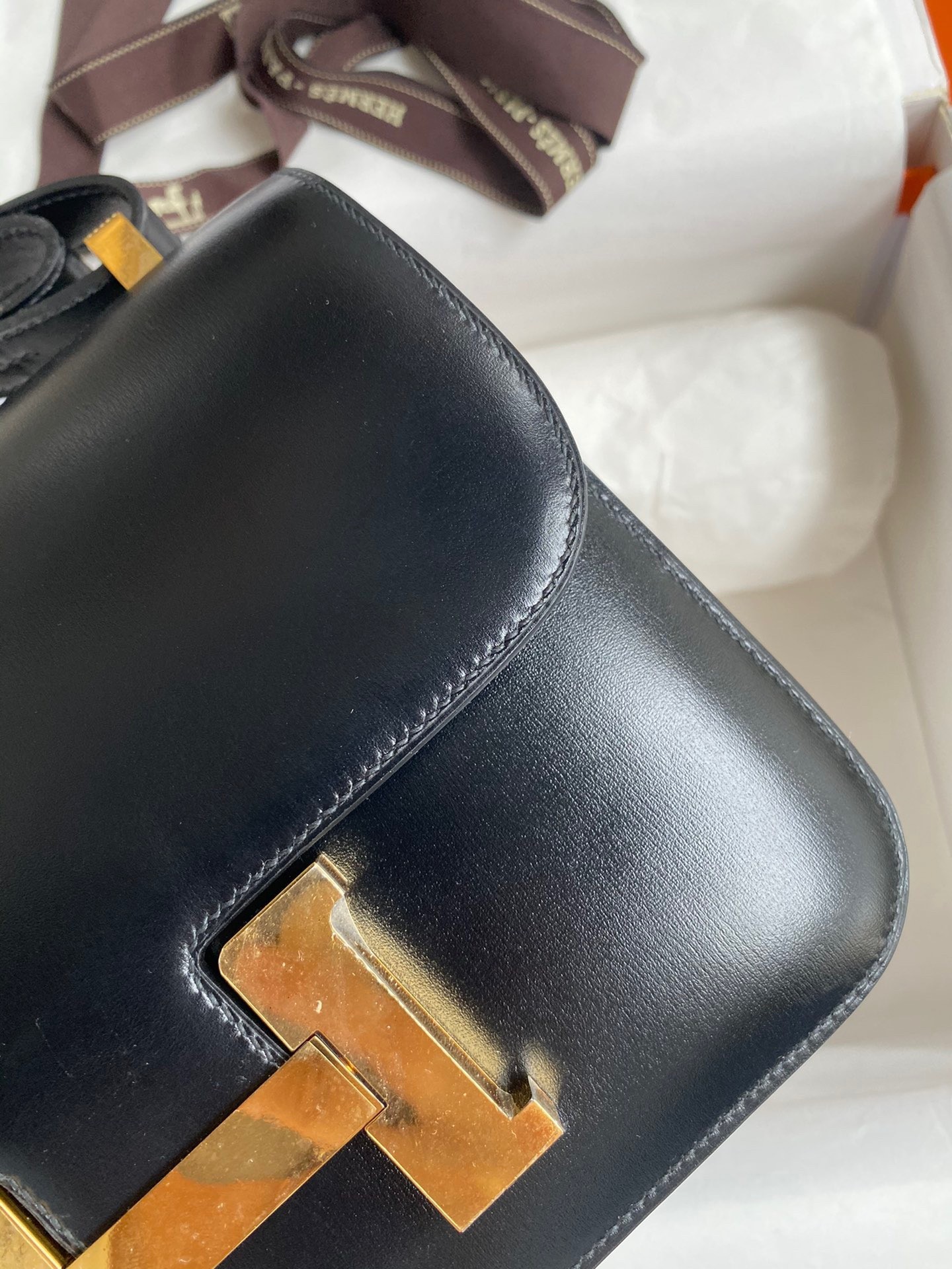 H**mes constance 24 handmade bag in black box calfskin