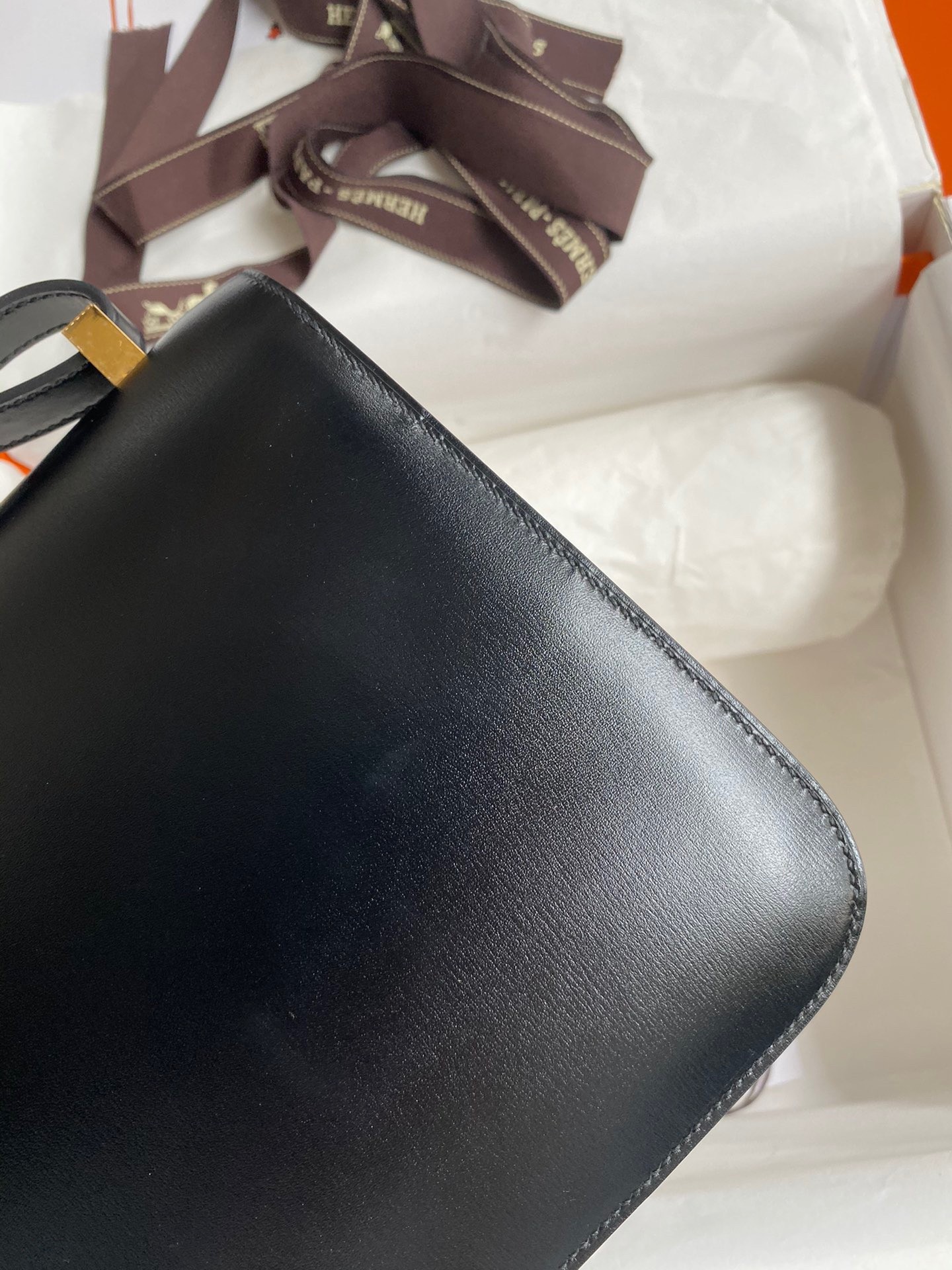 H**mes constance 24 handmade bag in black box calfskin