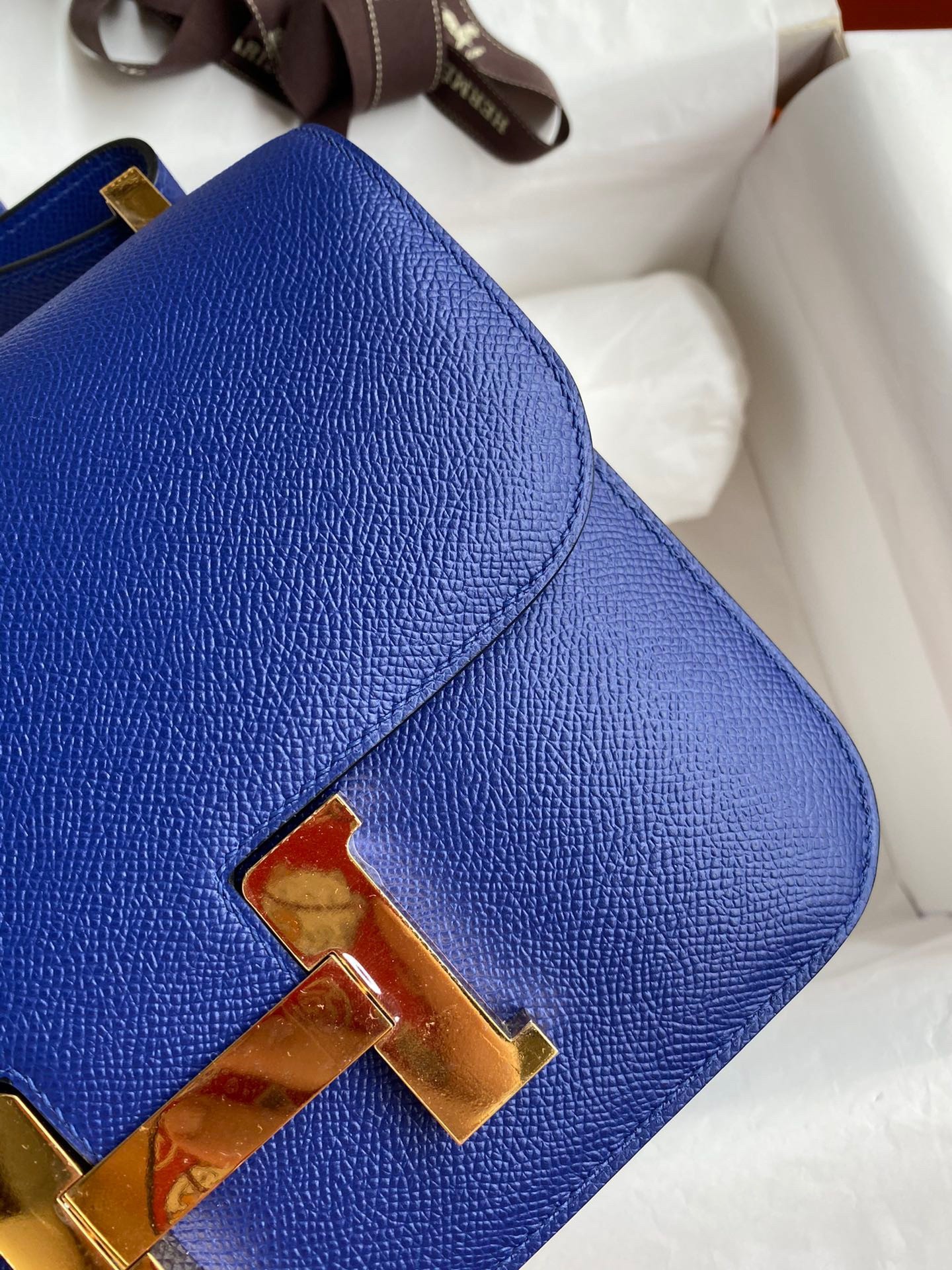 H**mes constance 24 handmade bag in blue electric epsom calfskin