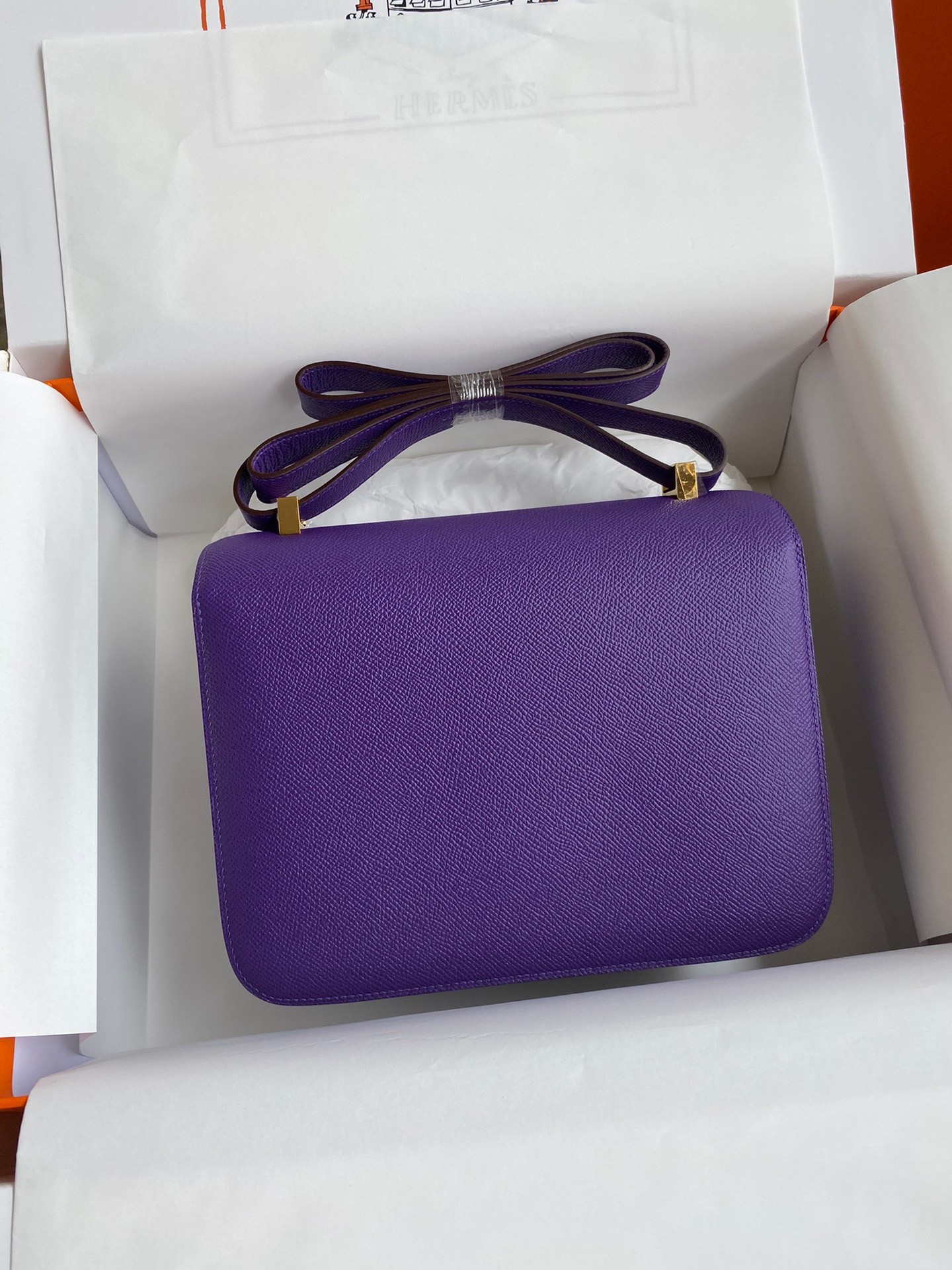 H**mes constance 24 handmade bag in crocus epsom calfskin
