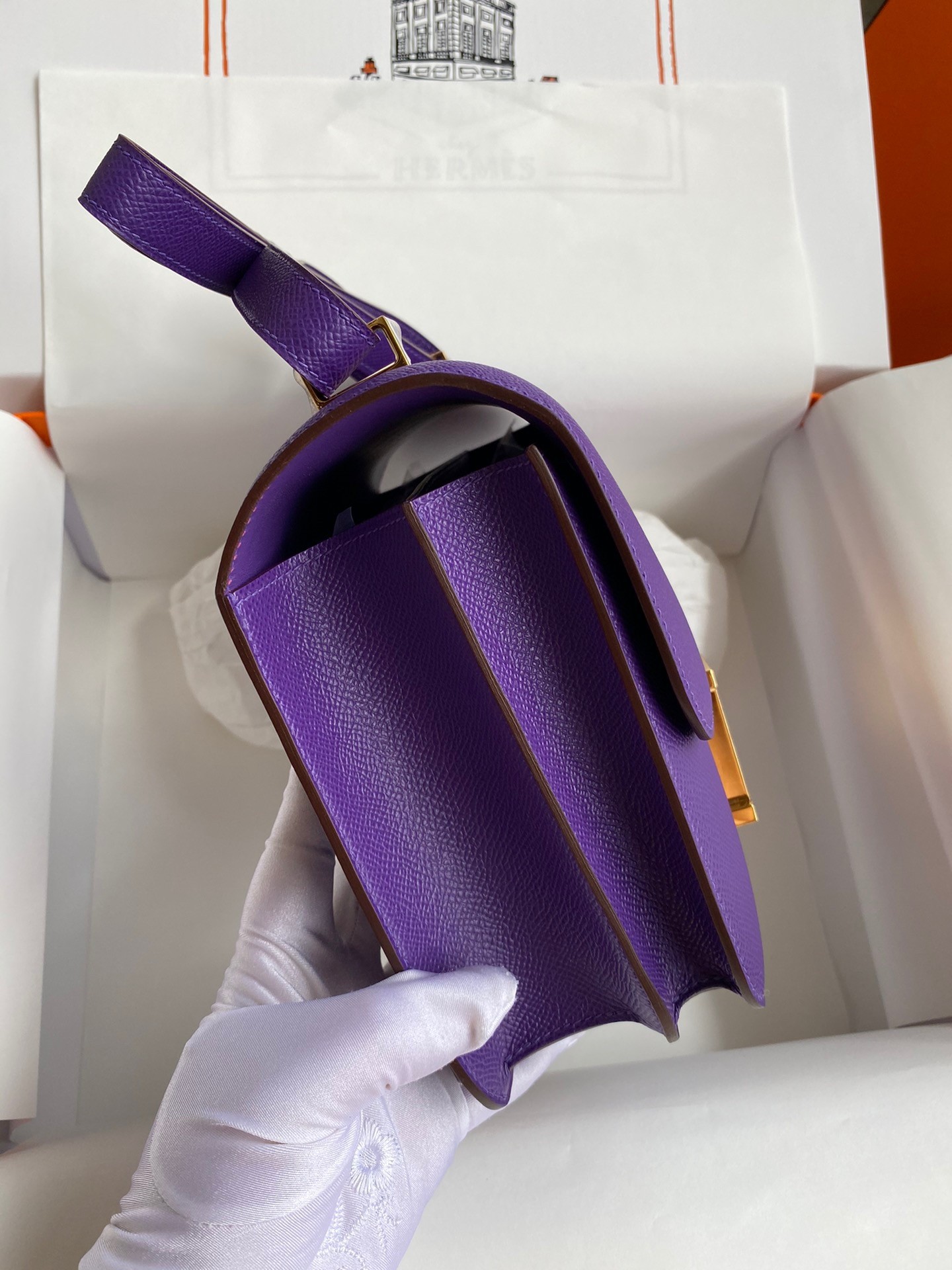 H**mes constance 24 handmade bag in crocus epsom calfskin