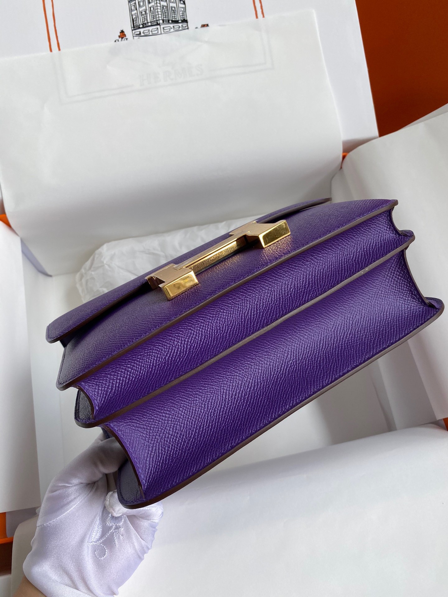 H**mes constance 24 handmade bag in crocus epsom calfskin