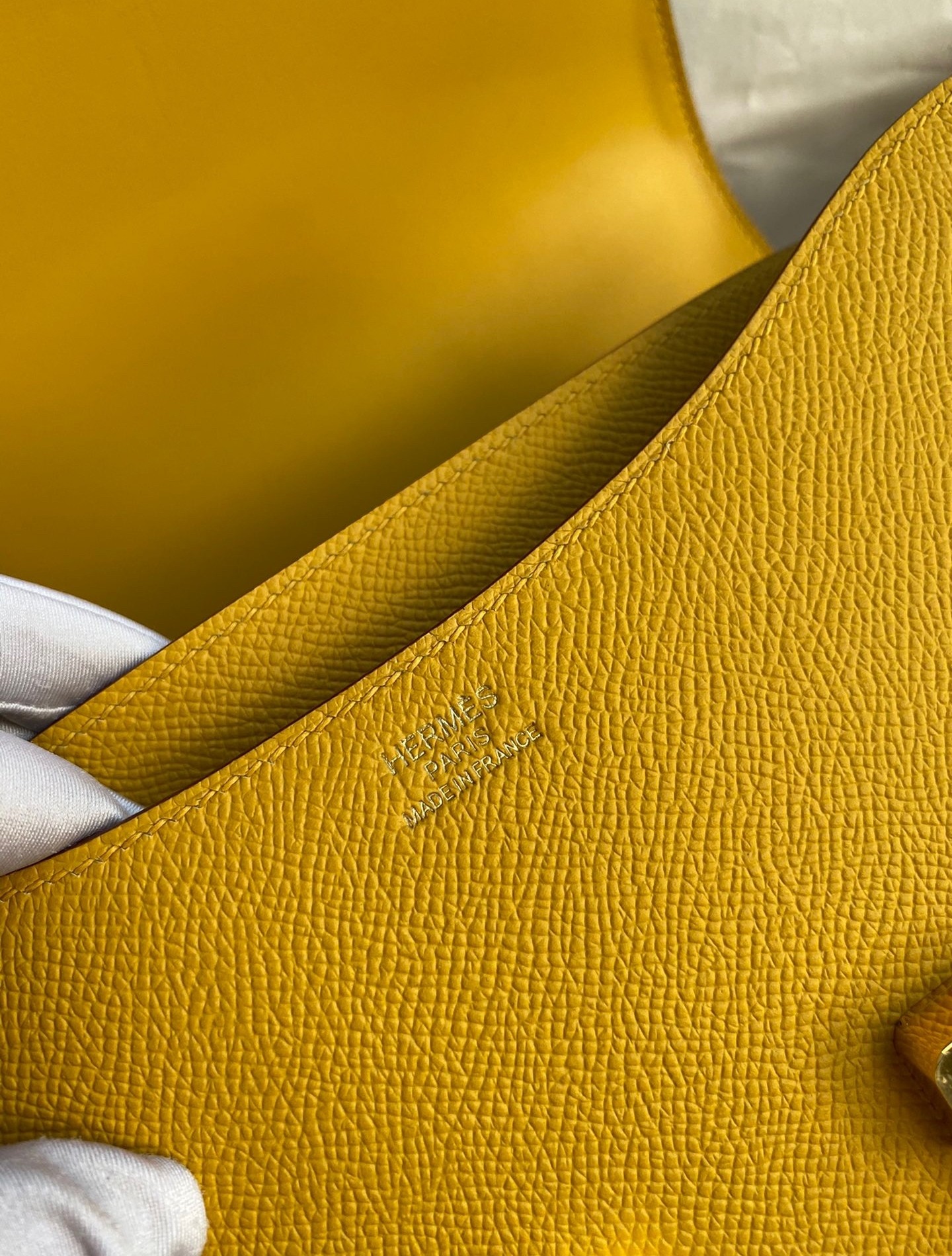 H**mes constance 24 handmade bag in jaune ambre epsom calfskin