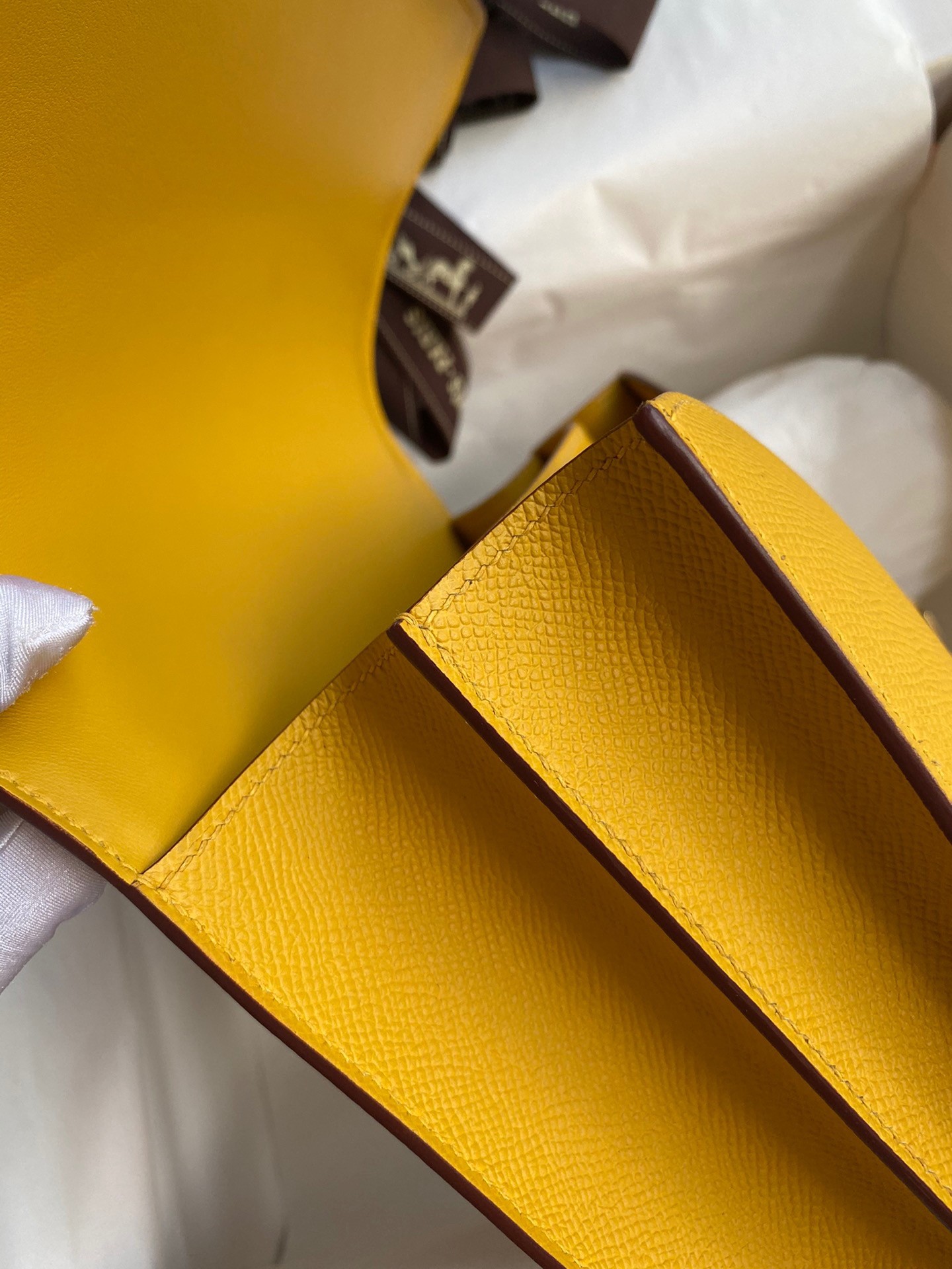 H**mes constance 24 handmade bag in jaune ambre epsom calfskin