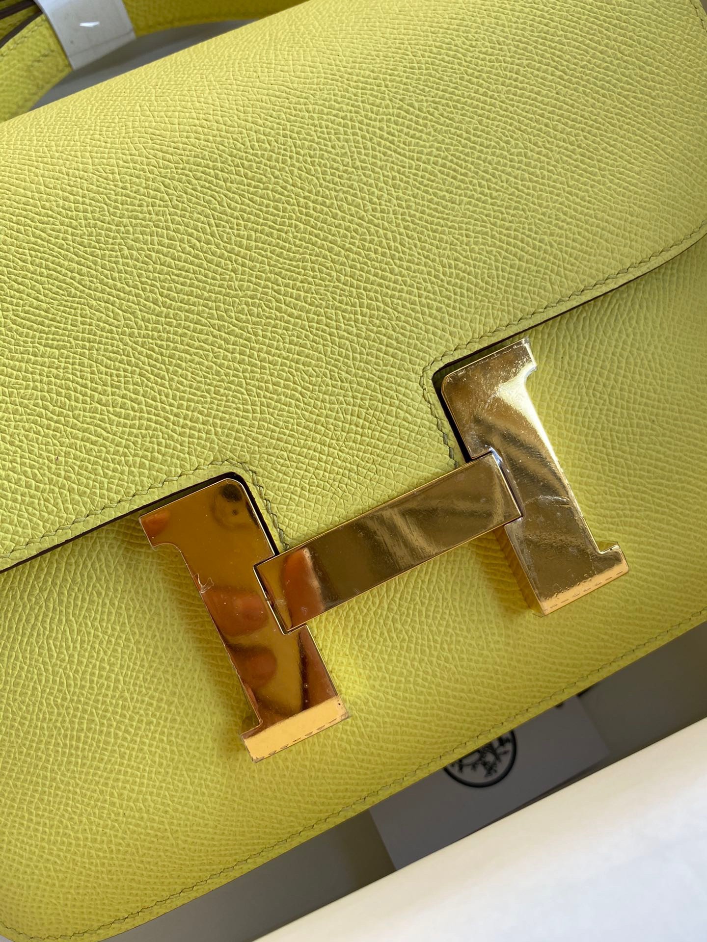 H**mes constance 24 handmade bag in lime epsom calfskin